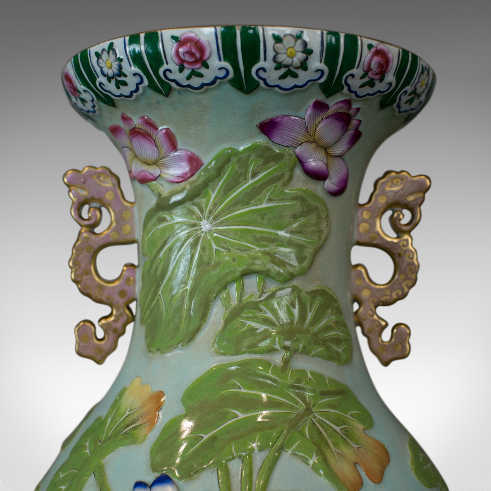 Baluster Vase, Oriental, Ceramic, Urn, Floral, Foliate Decoration 20th Century  1