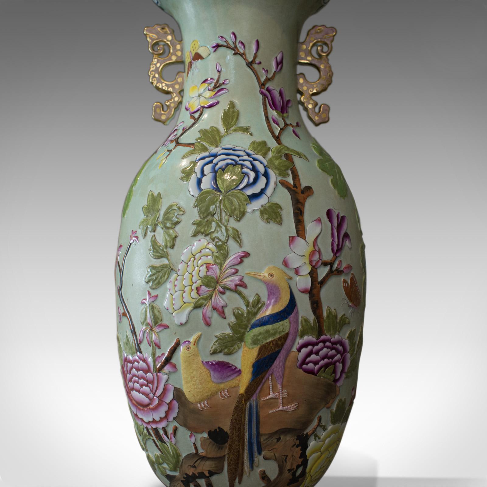 Baluster Vase, Oriental, Ceramic, Urn, Floral, Foliate Decoration 20th Century  2