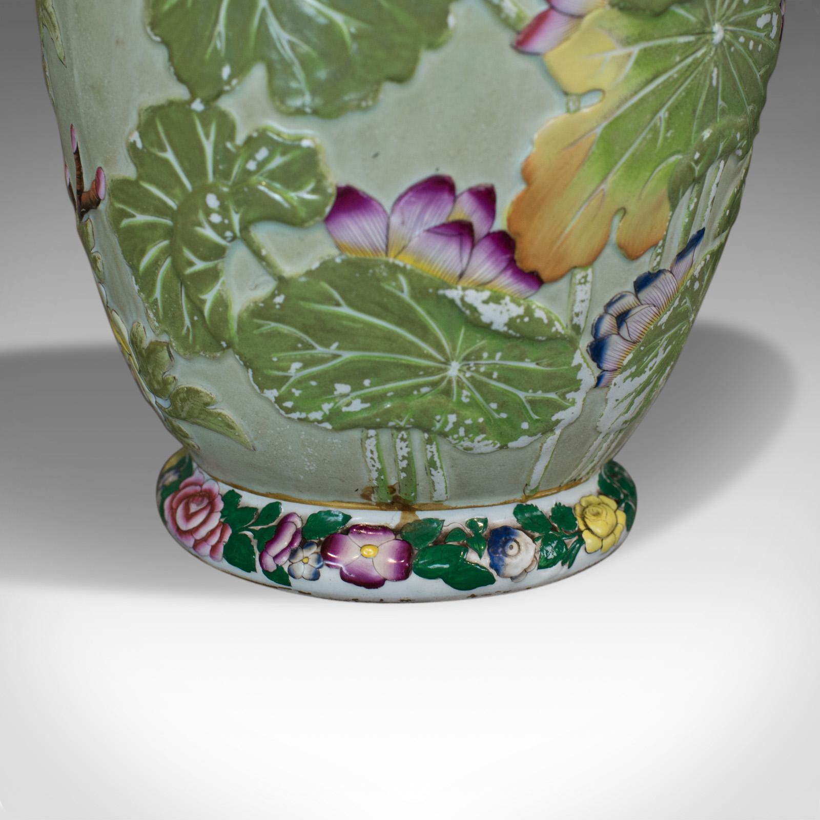 Baluster Vase, Oriental, Ceramic, Urn, Floral, Foliate Decoration 20th Century  3