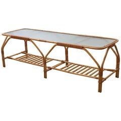 1950s Bamboo and Frosted Glass Rectangular Coffee Table by Viggo Boesen