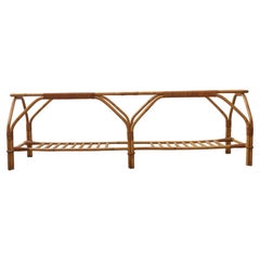 Mesa de centro rectangular grande de bambú y cristal esmerilado de Viggo Boesen, años 50