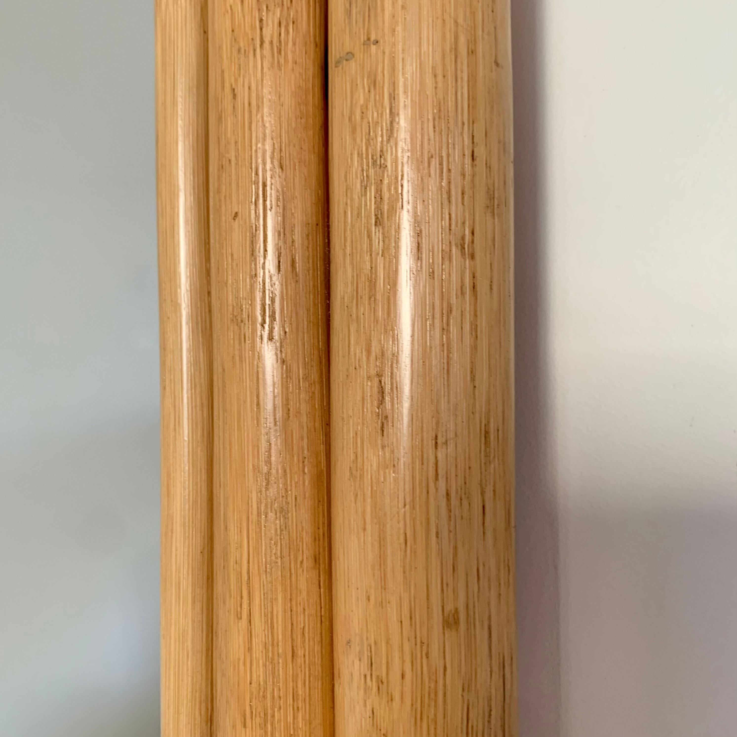 Large Bamboo and  Leather Wall Mirror, circa 1970, Italy. 3