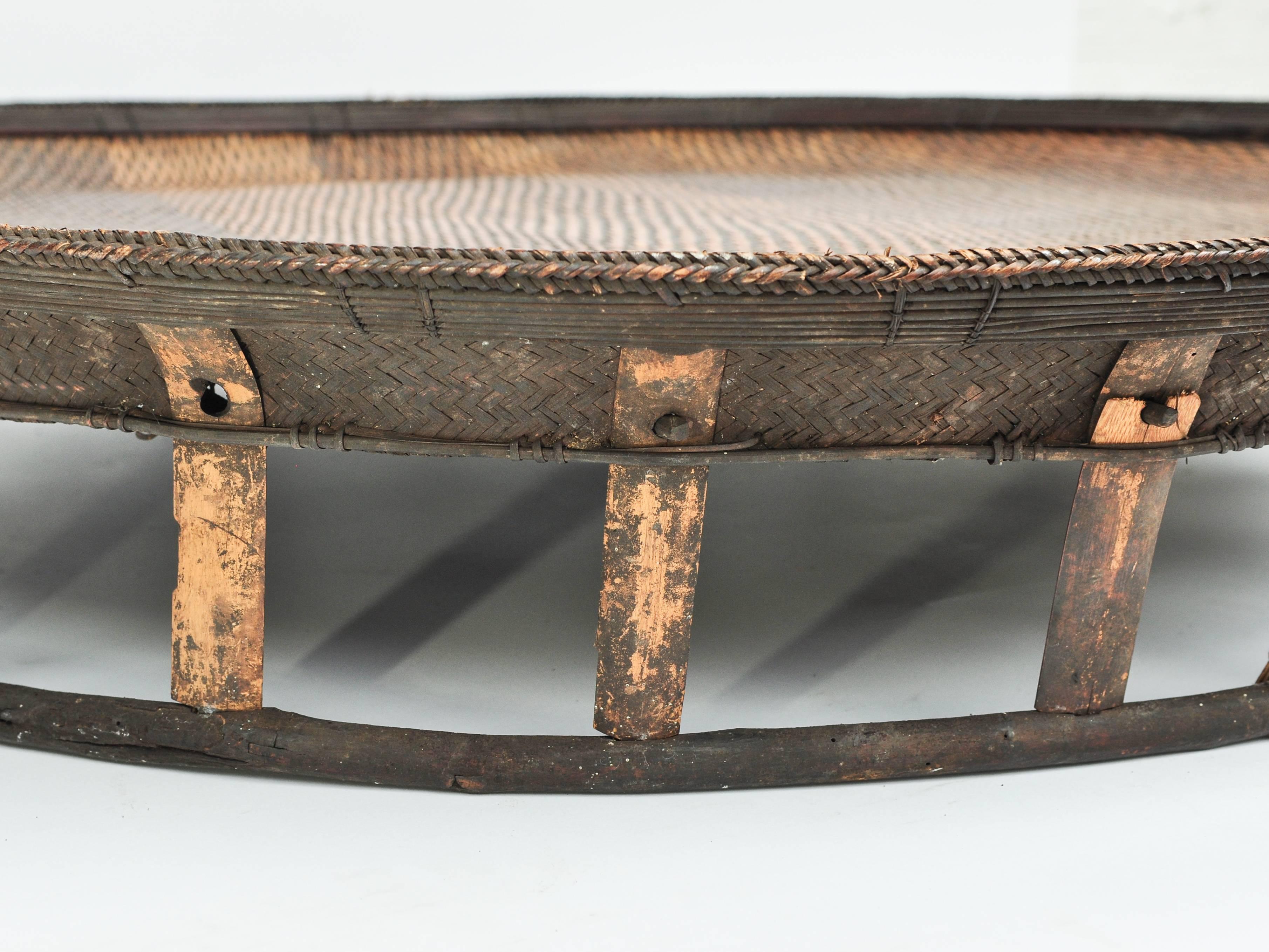 Large Bamboo and Rattan Basket Table or Tray, Laos, Mid-Late 20th Century 3
