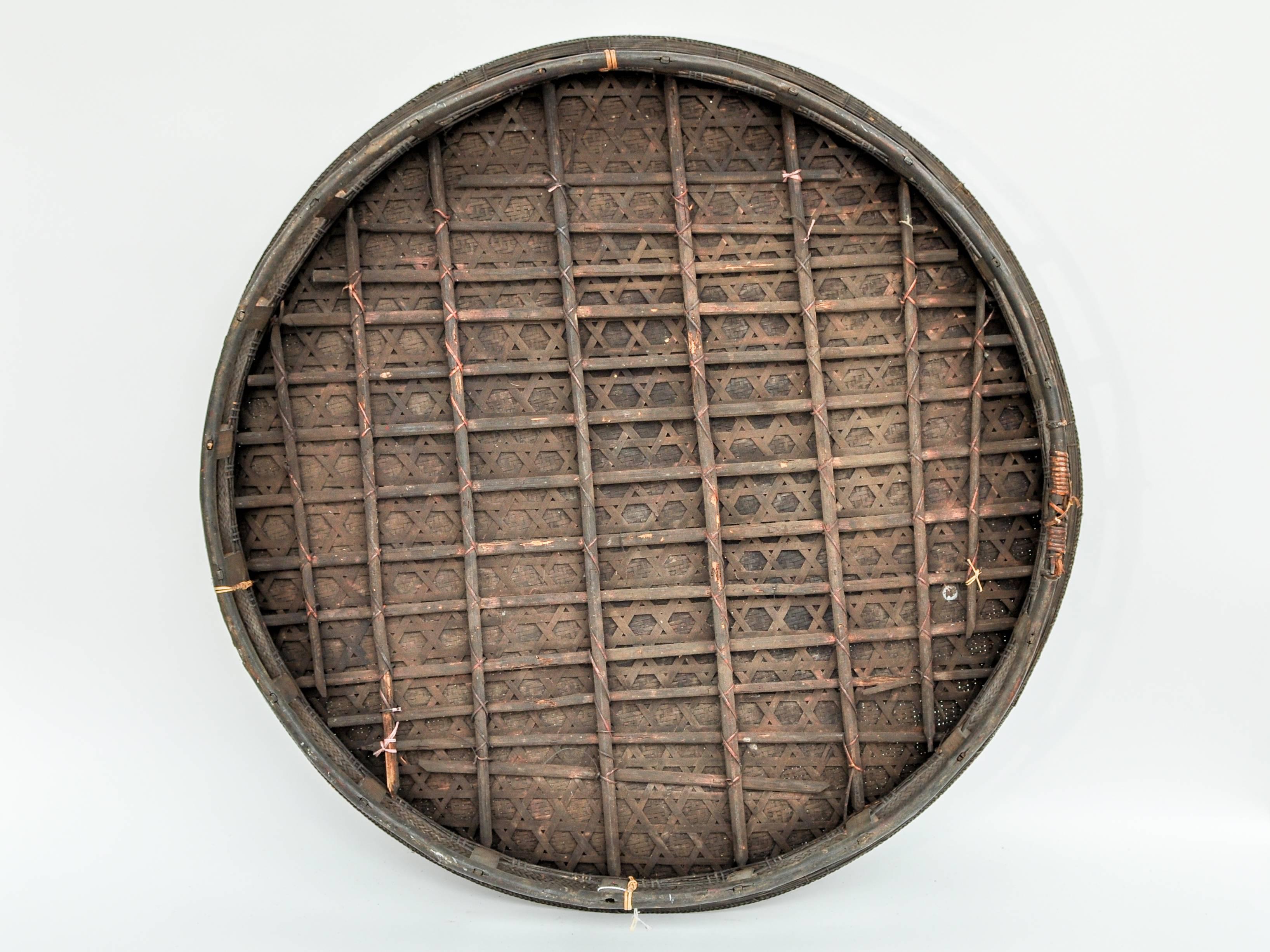 Large Bamboo and Rattan Basket Table or Tray, Laos, Mid-Late 20th Century 4