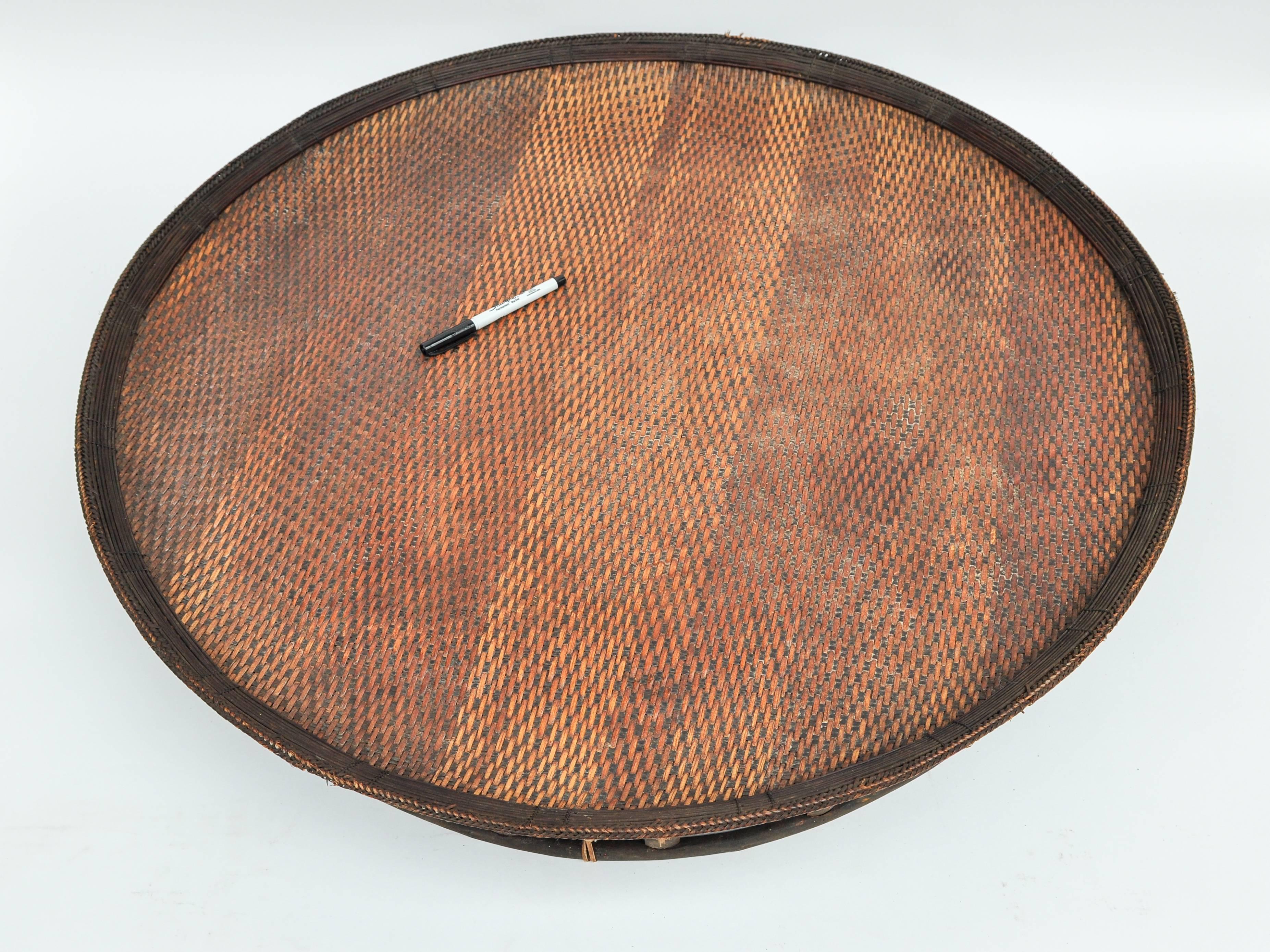 Large Bamboo and Rattan Basket Table or Tray, Laos, Mid-Late 20th Century 7