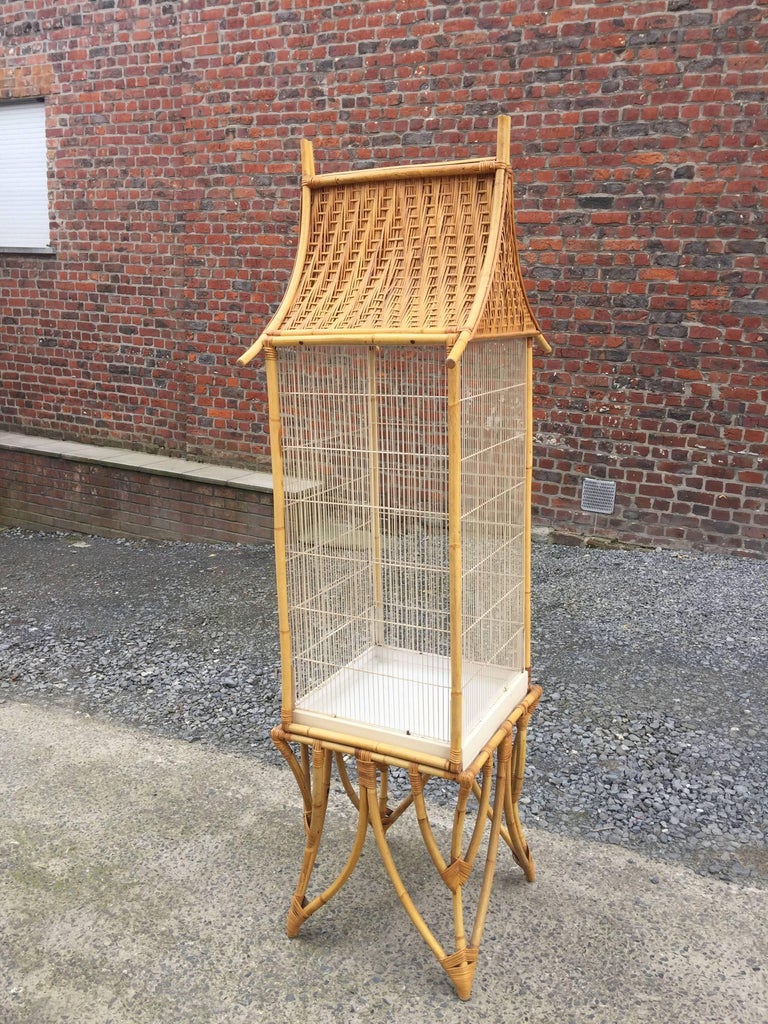 Large Bamboo and Rattan Bird Cage, circa 1970 at 1stDibs large bamboo