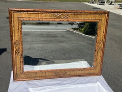 Large Bamboo and Rattan Coastal Beveled Mirror