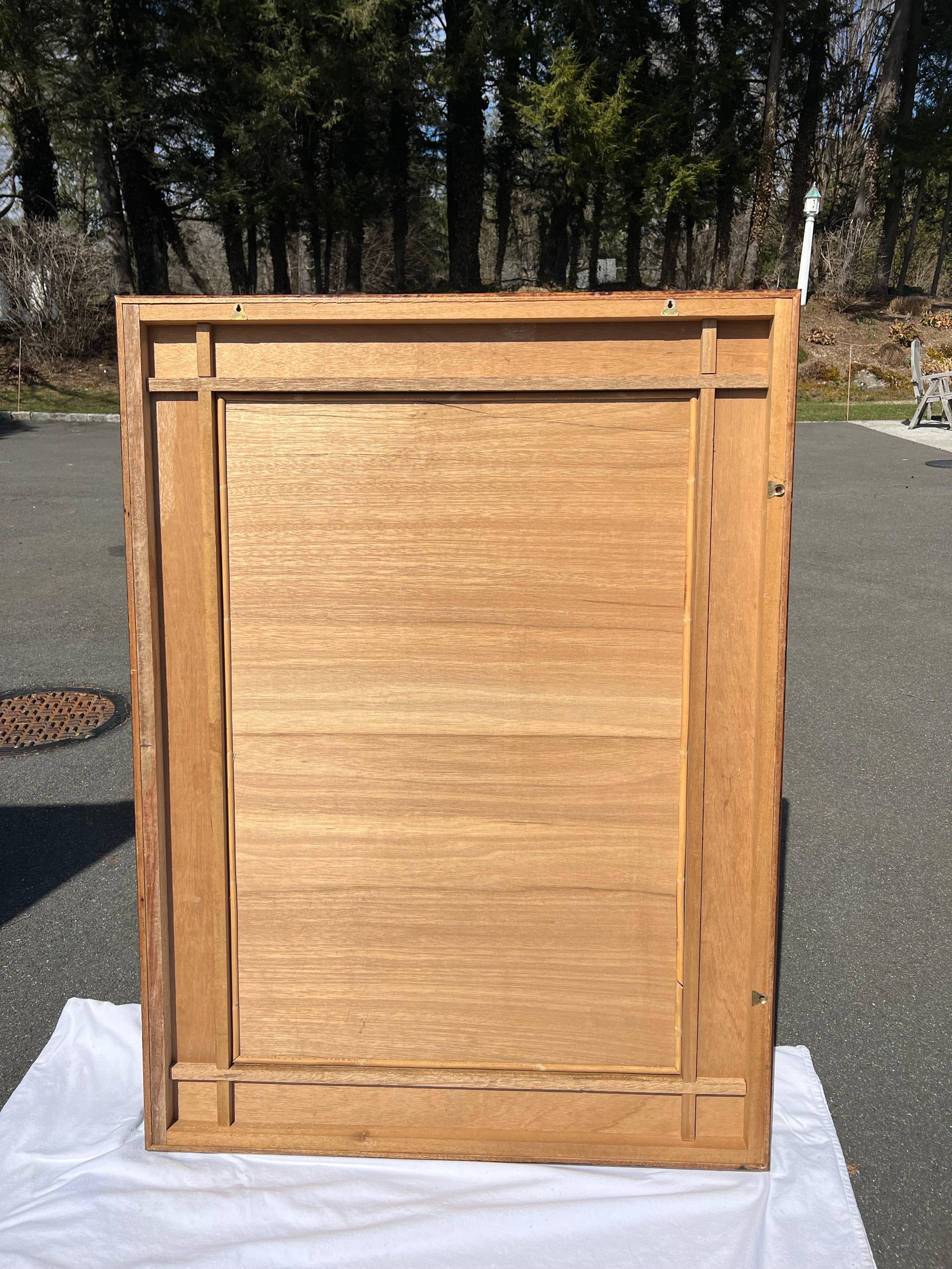 Large Bamboo and Rattan Coastal Beveled Mirror For Sale 15