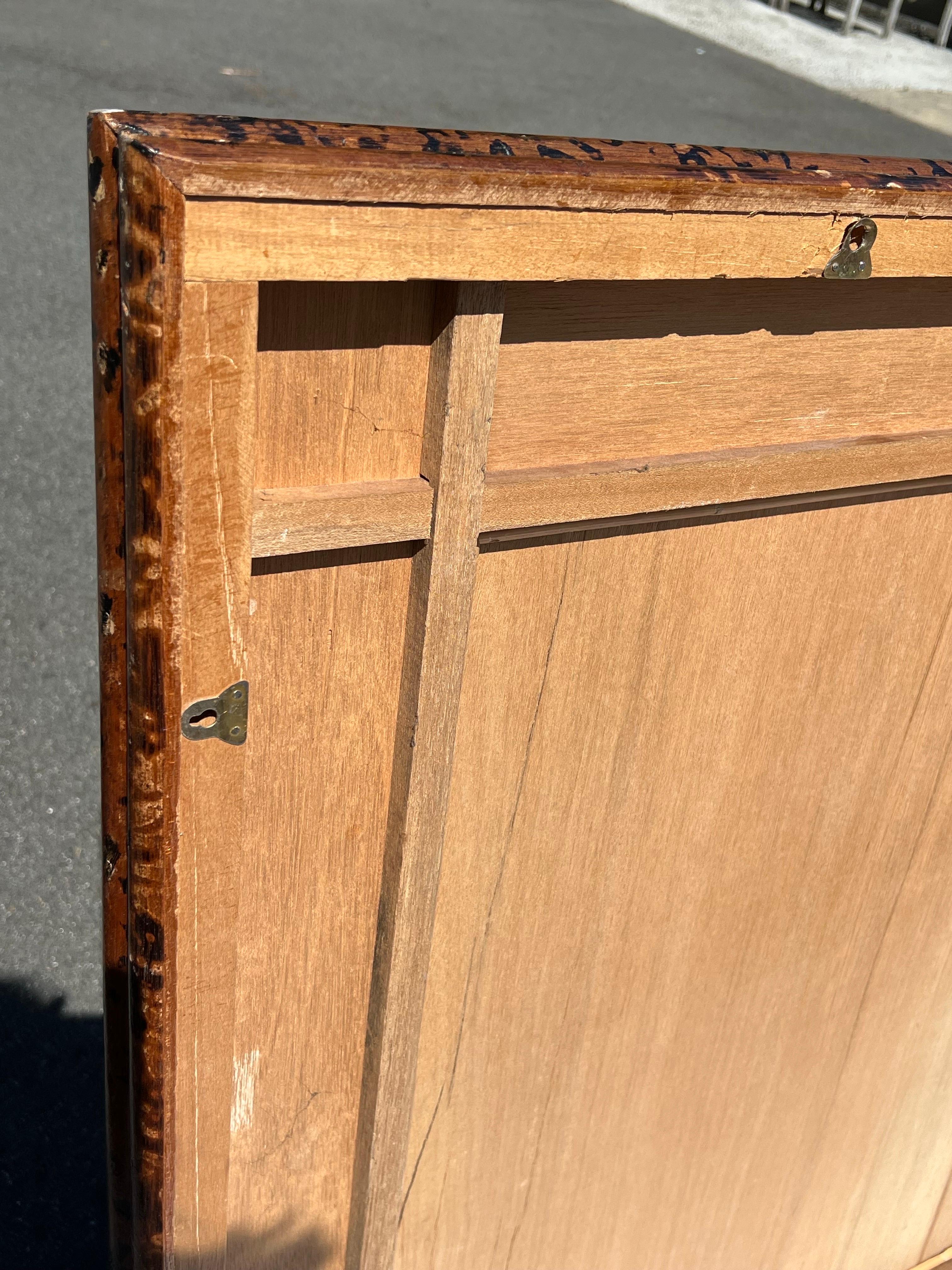 Large Bamboo and Rattan Coastal Beveled Mirror For Sale 16