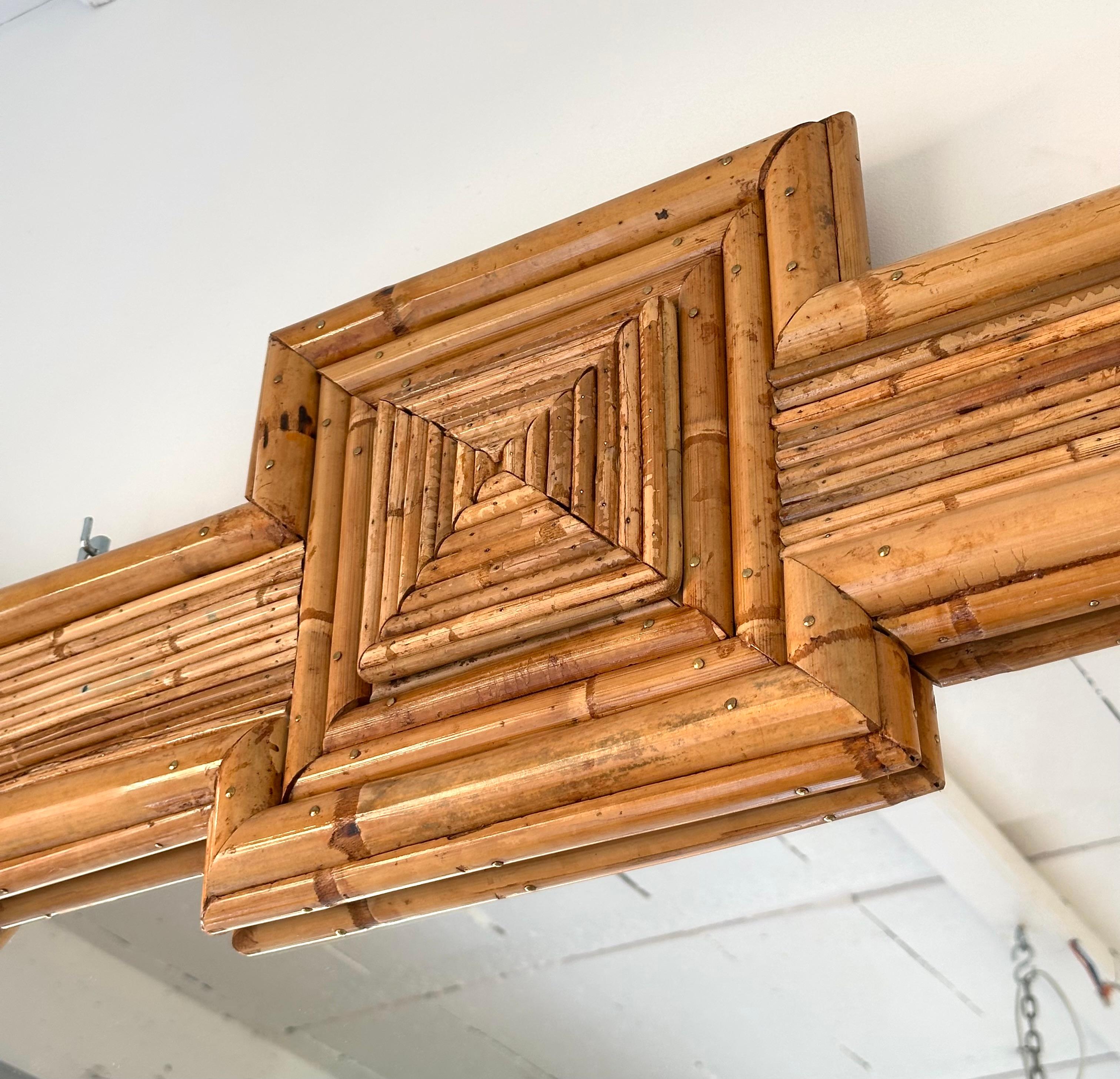 Large Bamboo and Rattan Mirror by Vivai Del Sud. Italy, 1970s For Sale 2