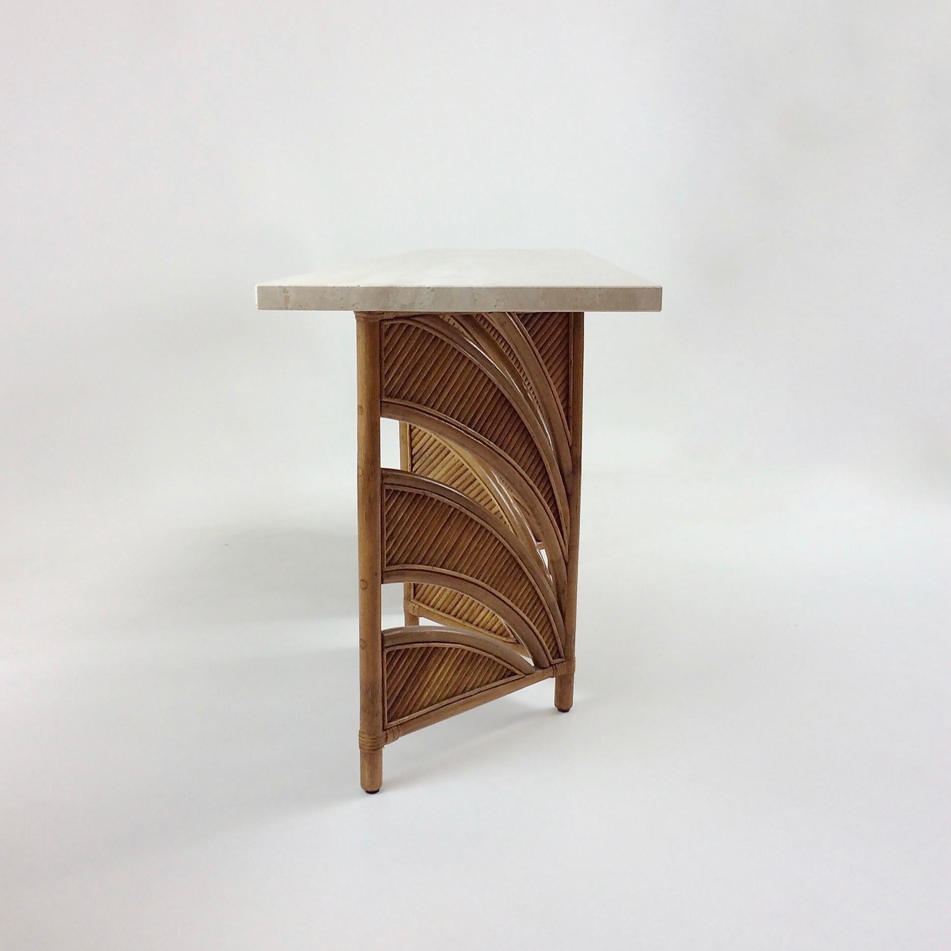 Large Bamboo and Travertine Console, circa 1970, Italy 8