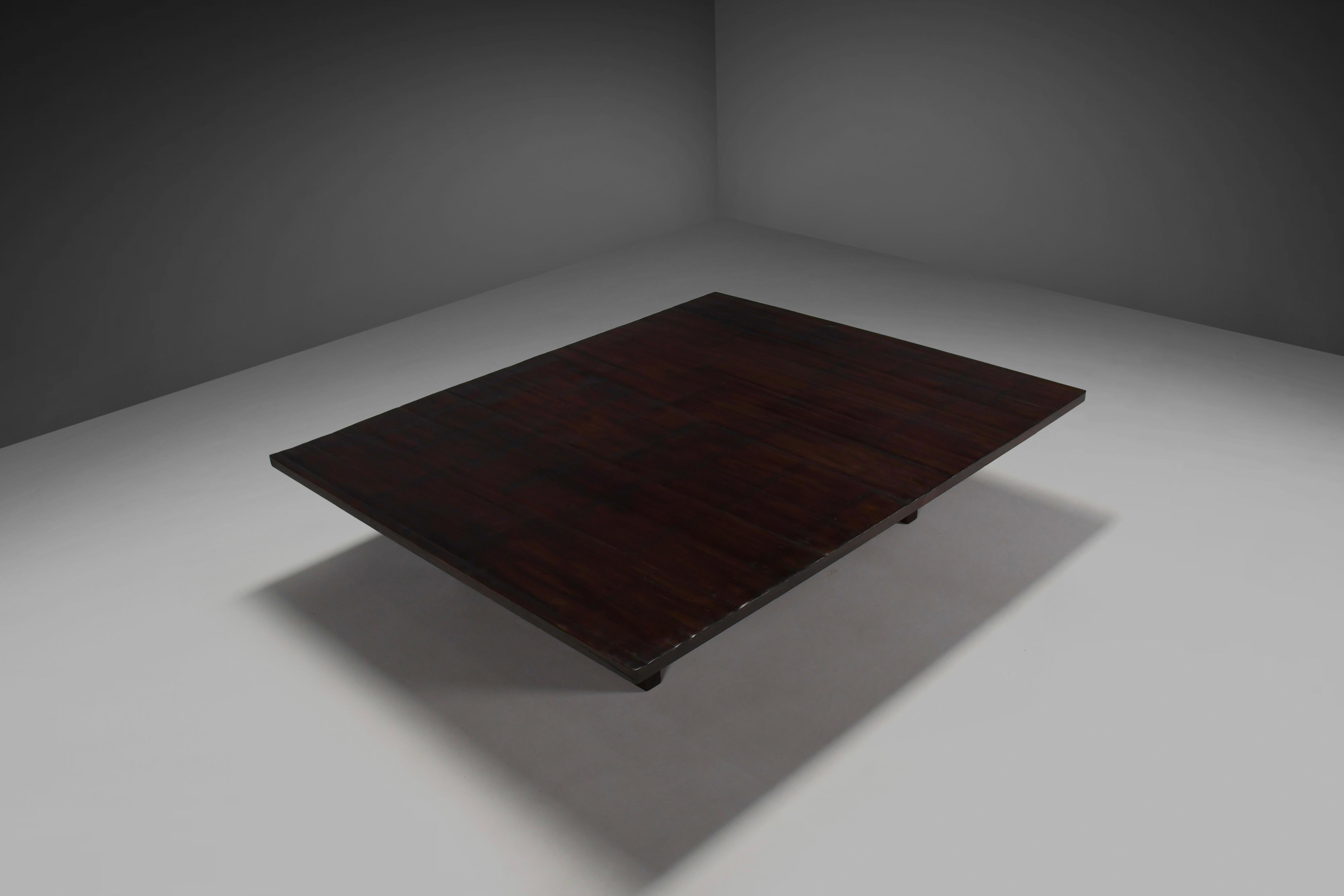 Belgian Large Bamboo and Wenge Coffee Table by Axel Vervoordt, Belgium