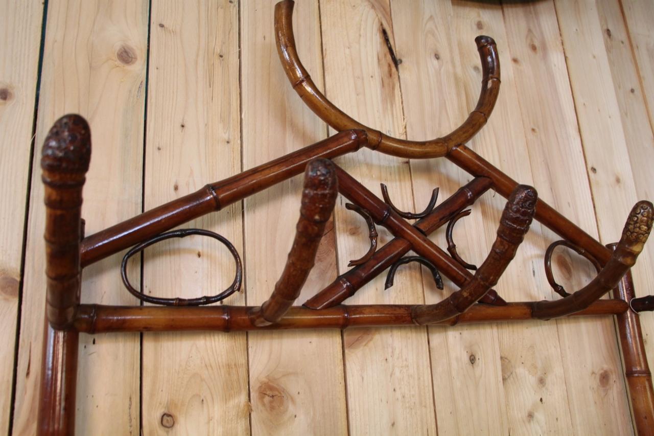 Grand porte-manteau en bambou Fin du 19e siècle en vente 3