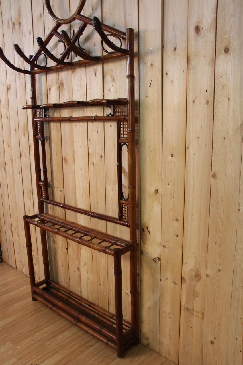 Grand porte-manteau en bambou Fin du 19e siècle en vente 1