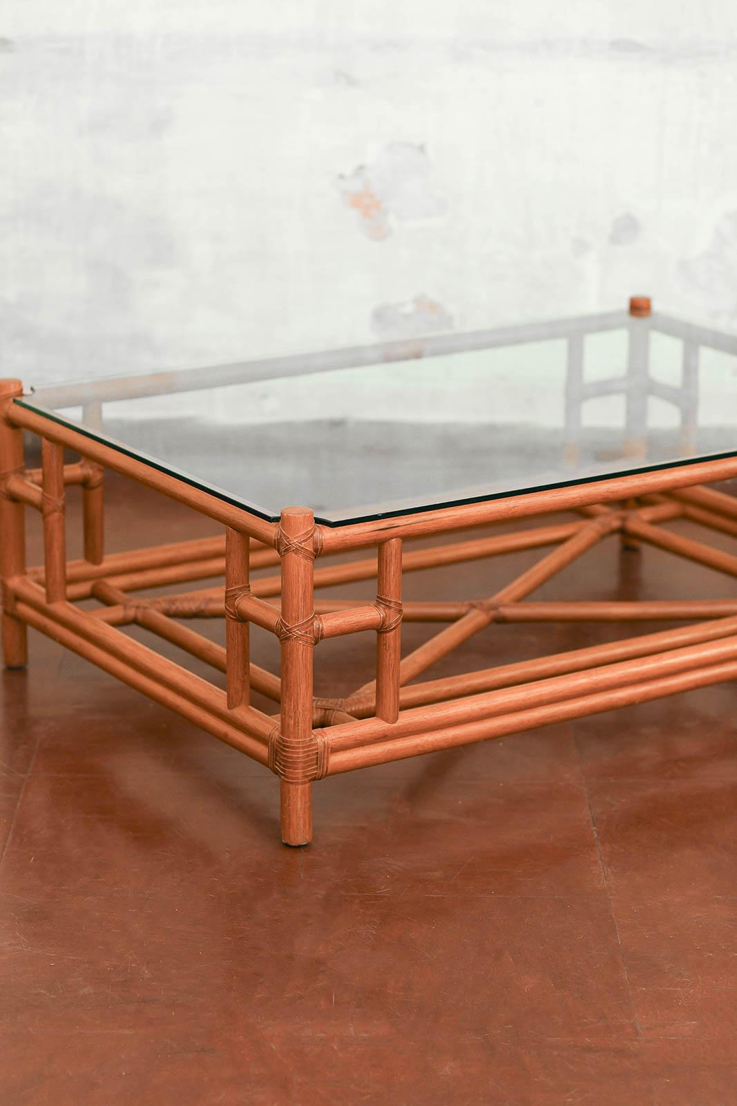 Grande table basse en bambou, 1980 Bon état - En vente à Roma, RM