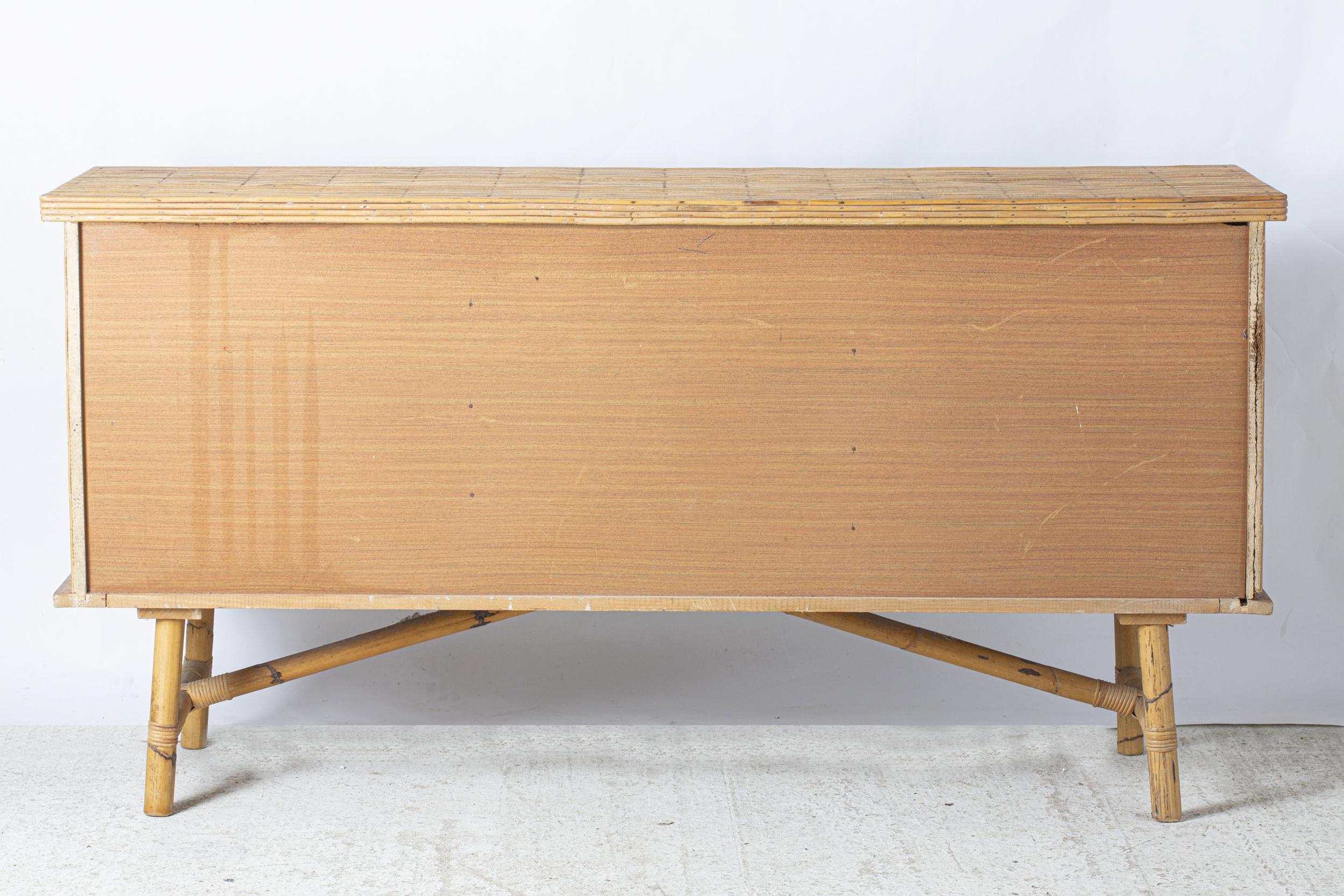 Large bamboo enfilade, in the style of Audoux-Minnet, France, circa 1960 In Good Condition For Sale In Paris, FR