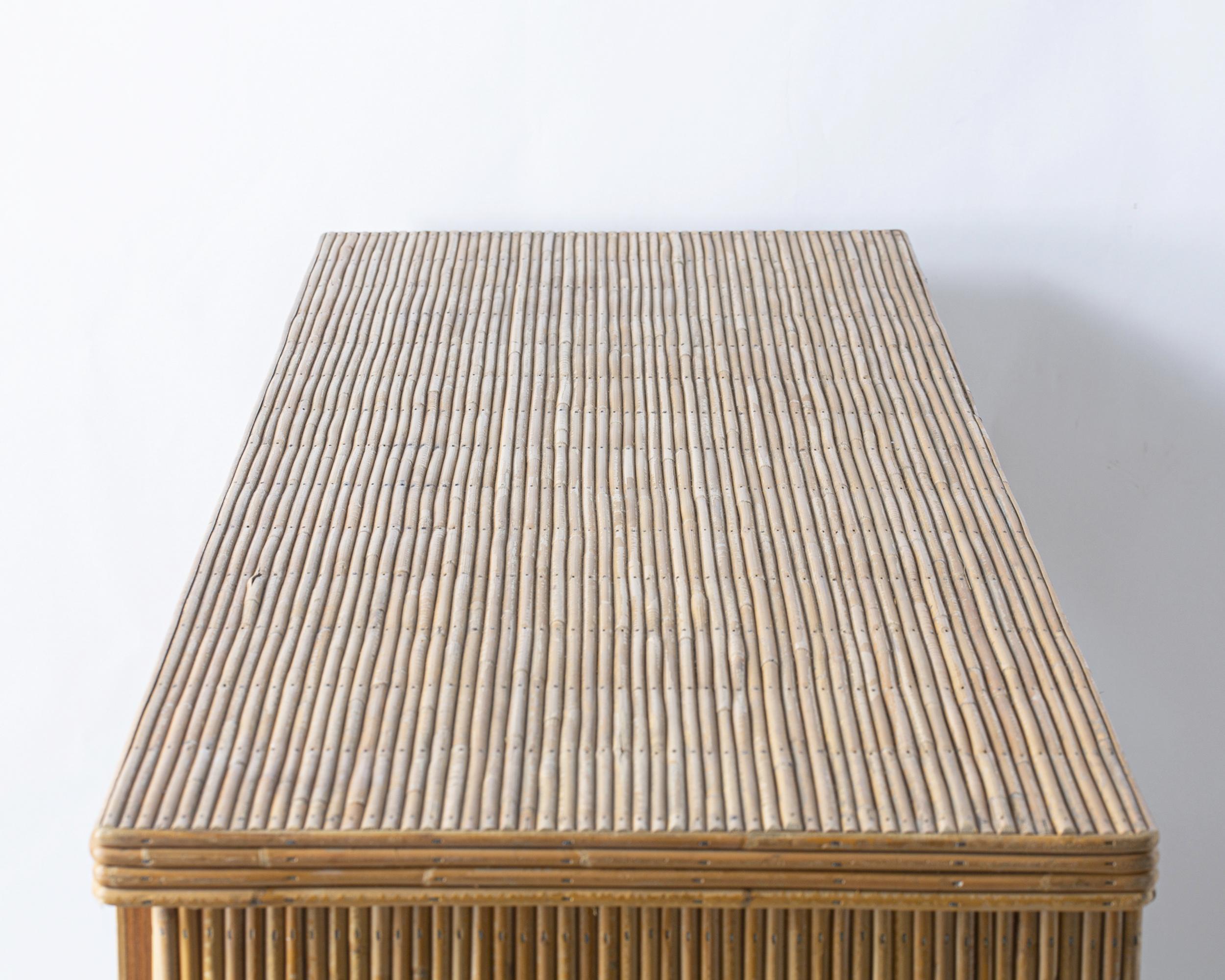 Bamboo Large bamboo enfilade, in the style of Audoux-Minnet, France, circa 1960 For Sale