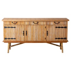 Large bamboo enfilade, in the style of Audoux-Minnet, France, circa 1960