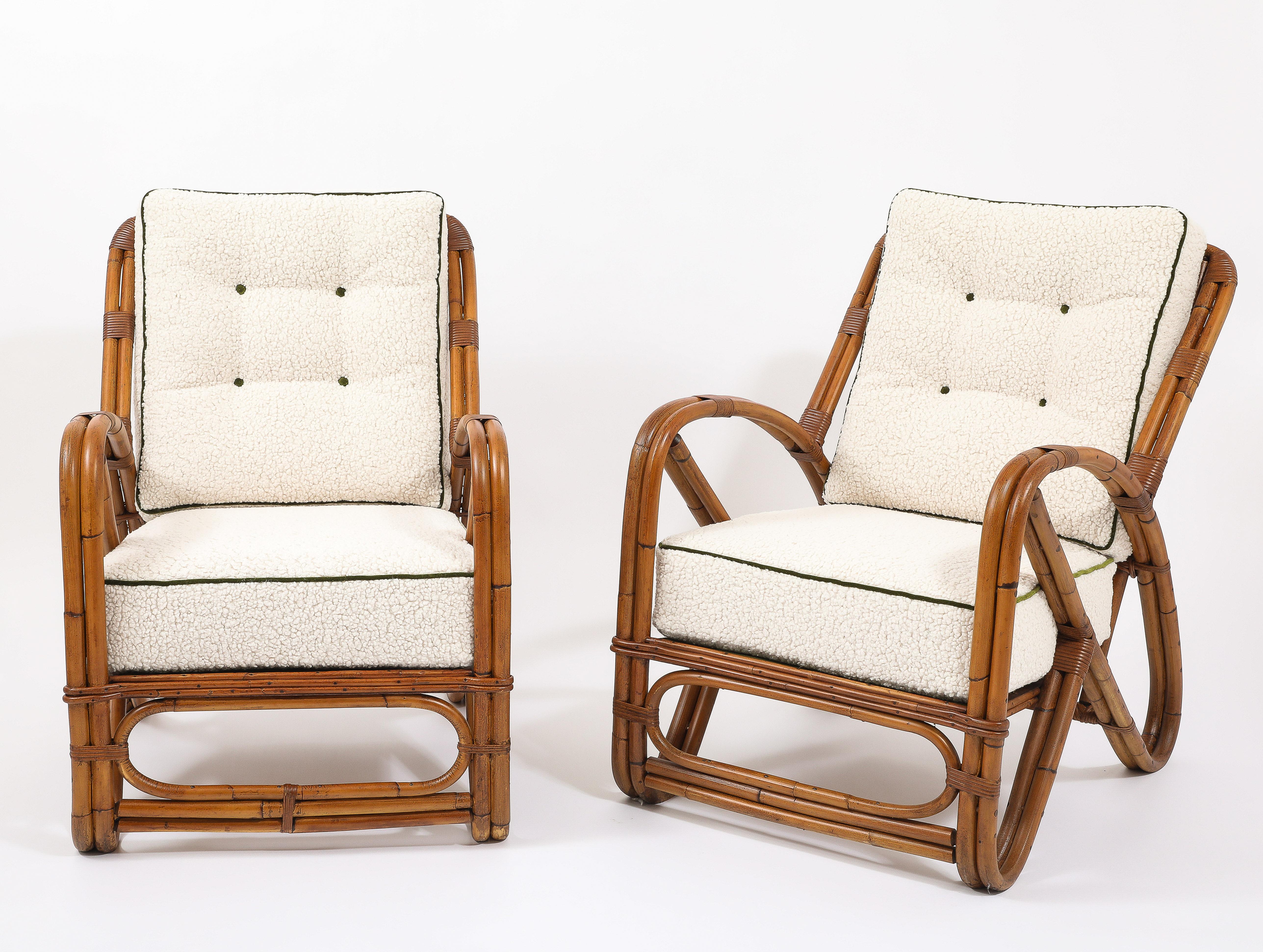Mid-Century Modern Large Bamboo Loungers, Paul Frankl. USA 1950's For Sale