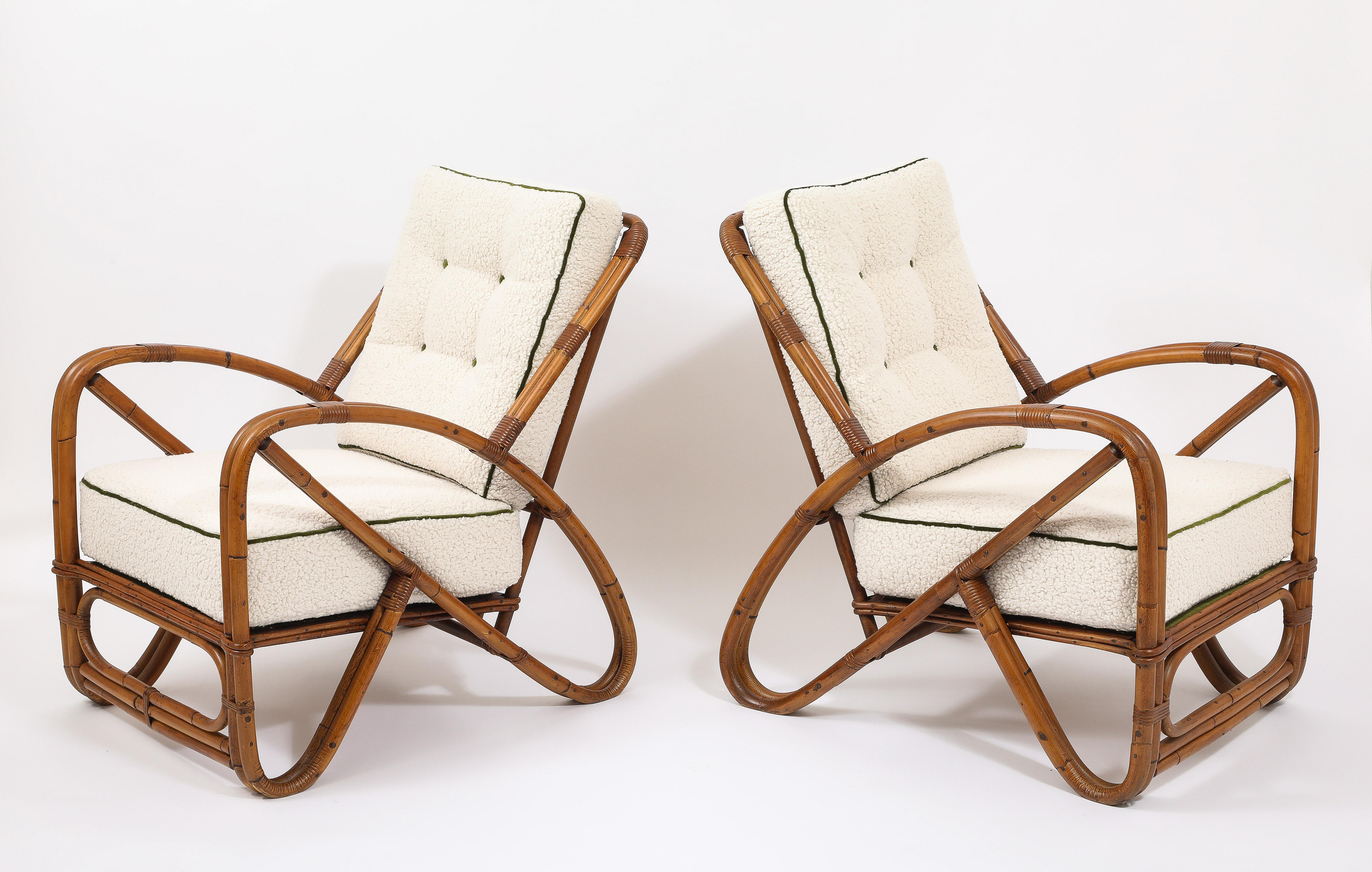 20th Century Large Bamboo Loungers, Paul Frankl. USA 1950's For Sale