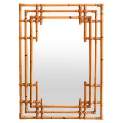 Large bamboo Mirror, 1980s