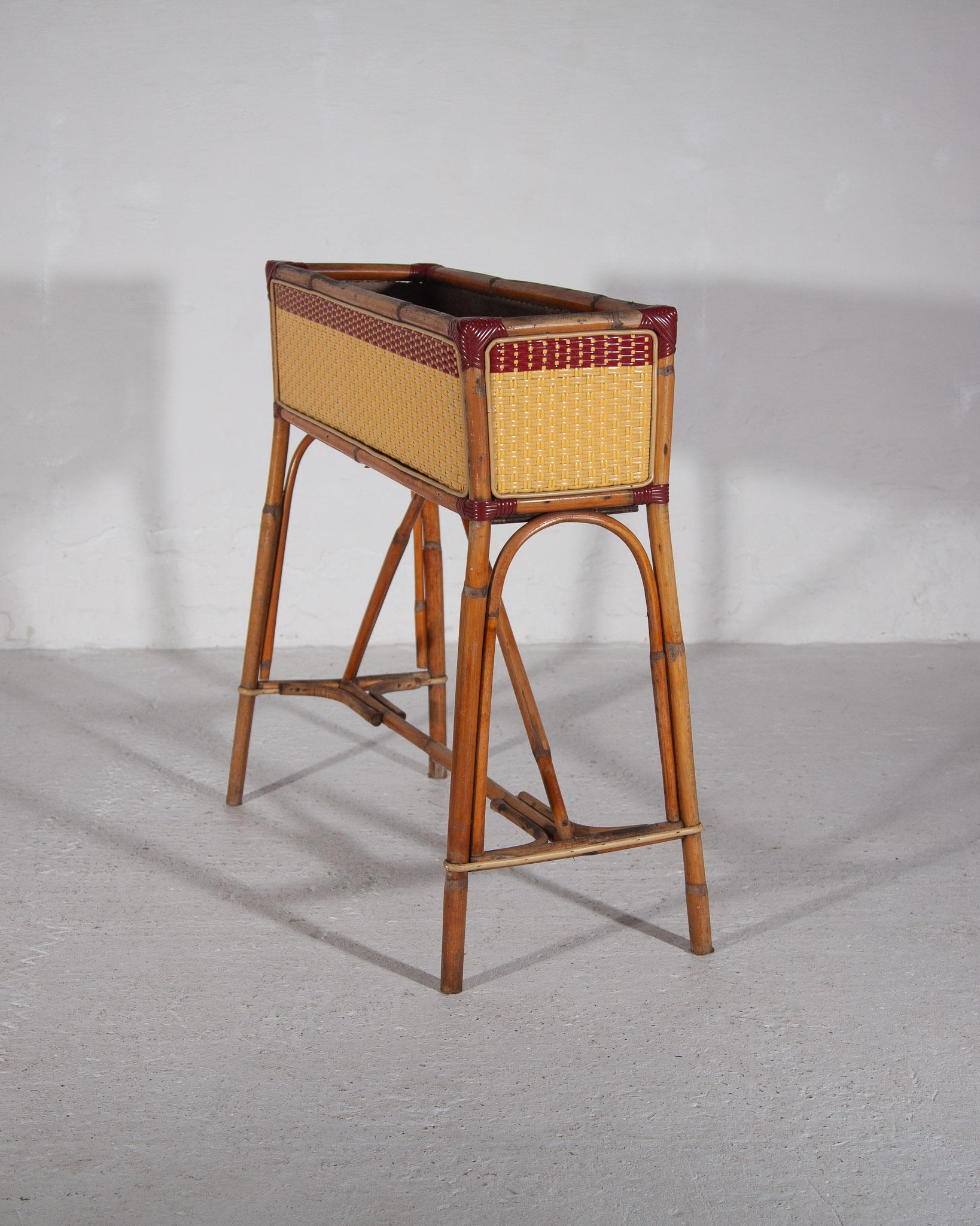 French Large Bamboo Planters Jardinières Designed by Maison Gatti, France, 1950s