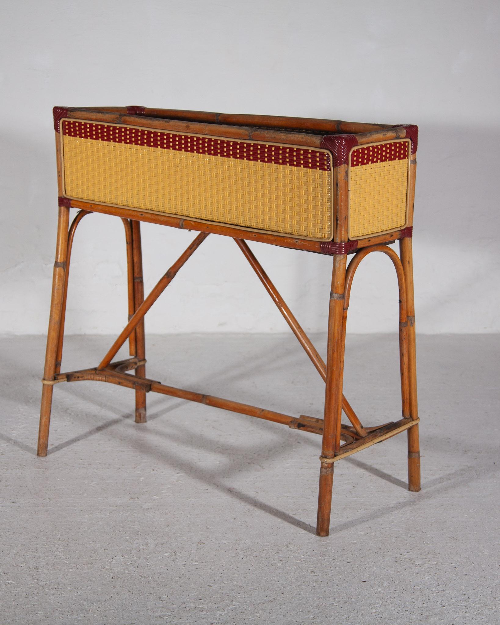 Hand-Crafted Large Bamboo Planters Jardinières Designed by Maison Gatti, France, 1950s