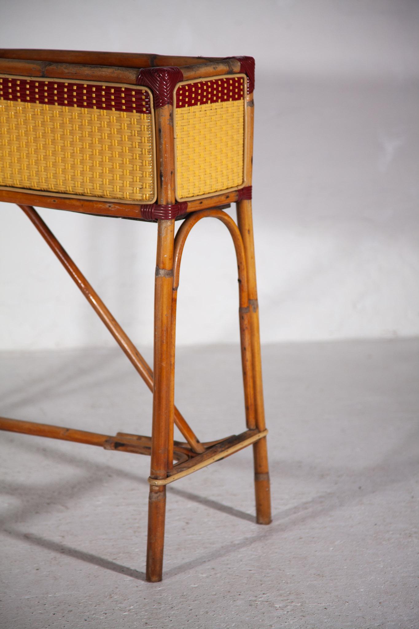 Large Bamboo Planters Jardinières Designed by Maison Gatti, France, 1950s In Good Condition In Antwerp, BE