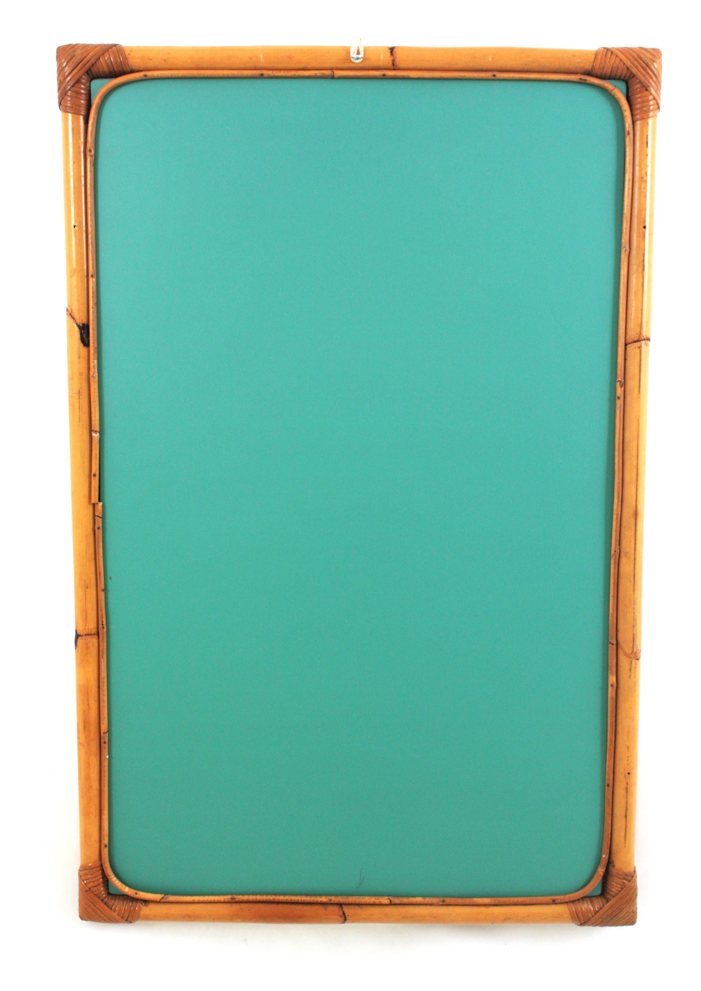 Large Bamboo Rattan Rectangular Mirror, Spain 1960s For Sale 5