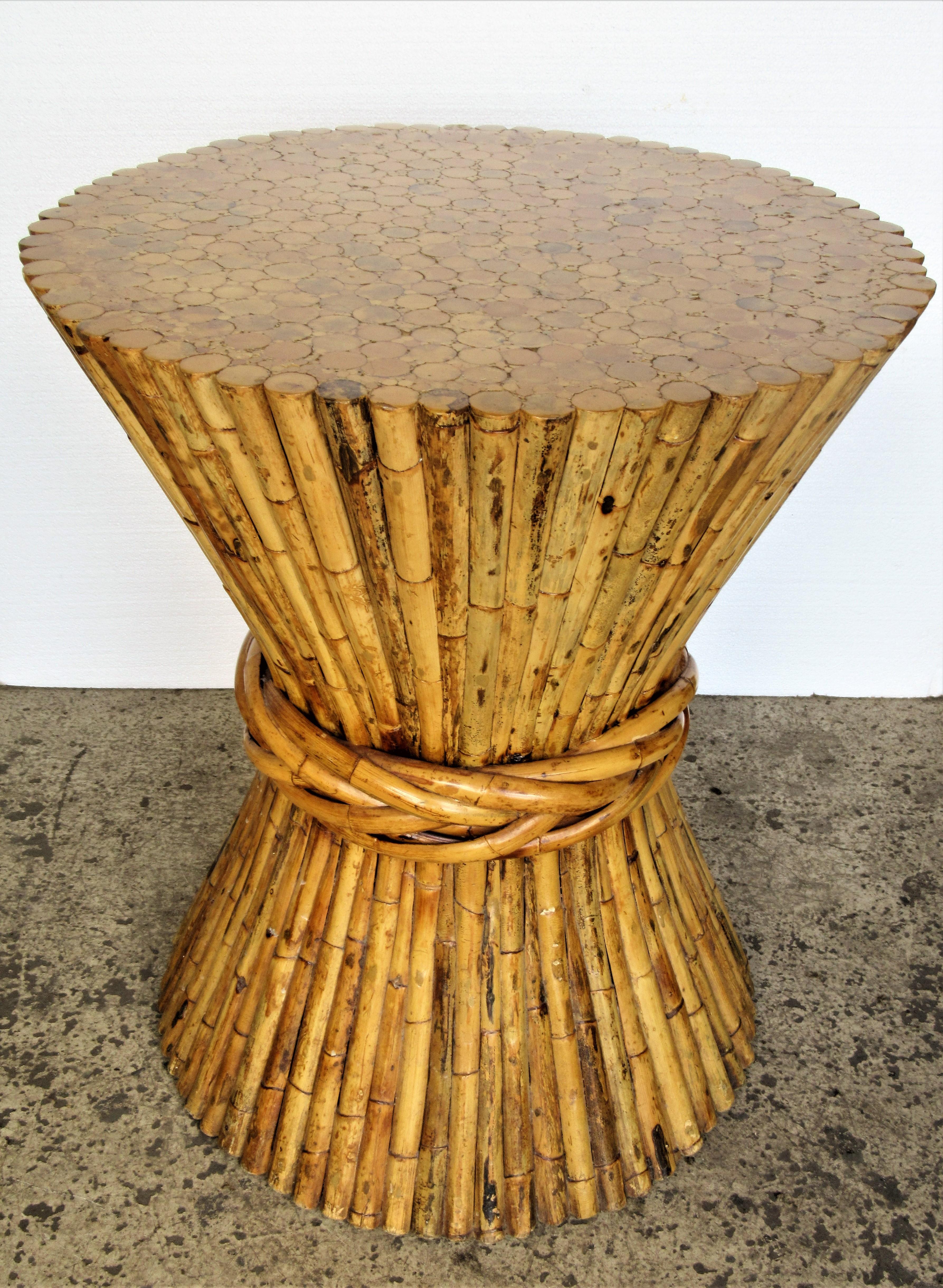 20th Century Large Bamboo Sheaf of Wheat Table