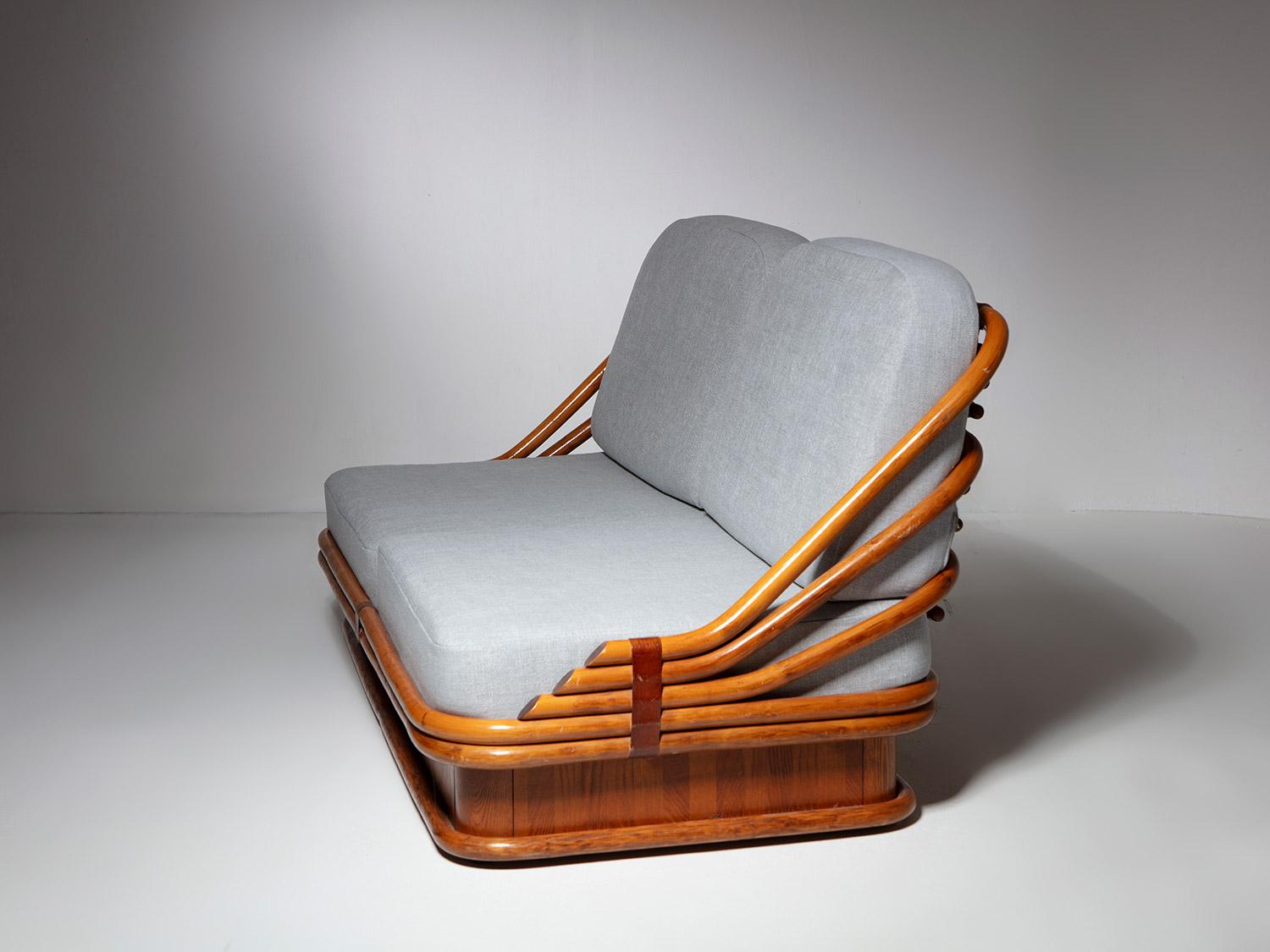 Ensemble de canapés en bambou avec table basse par Vivai del Sud, Italie, 1970 Bon état - En vente à Milan, IT
