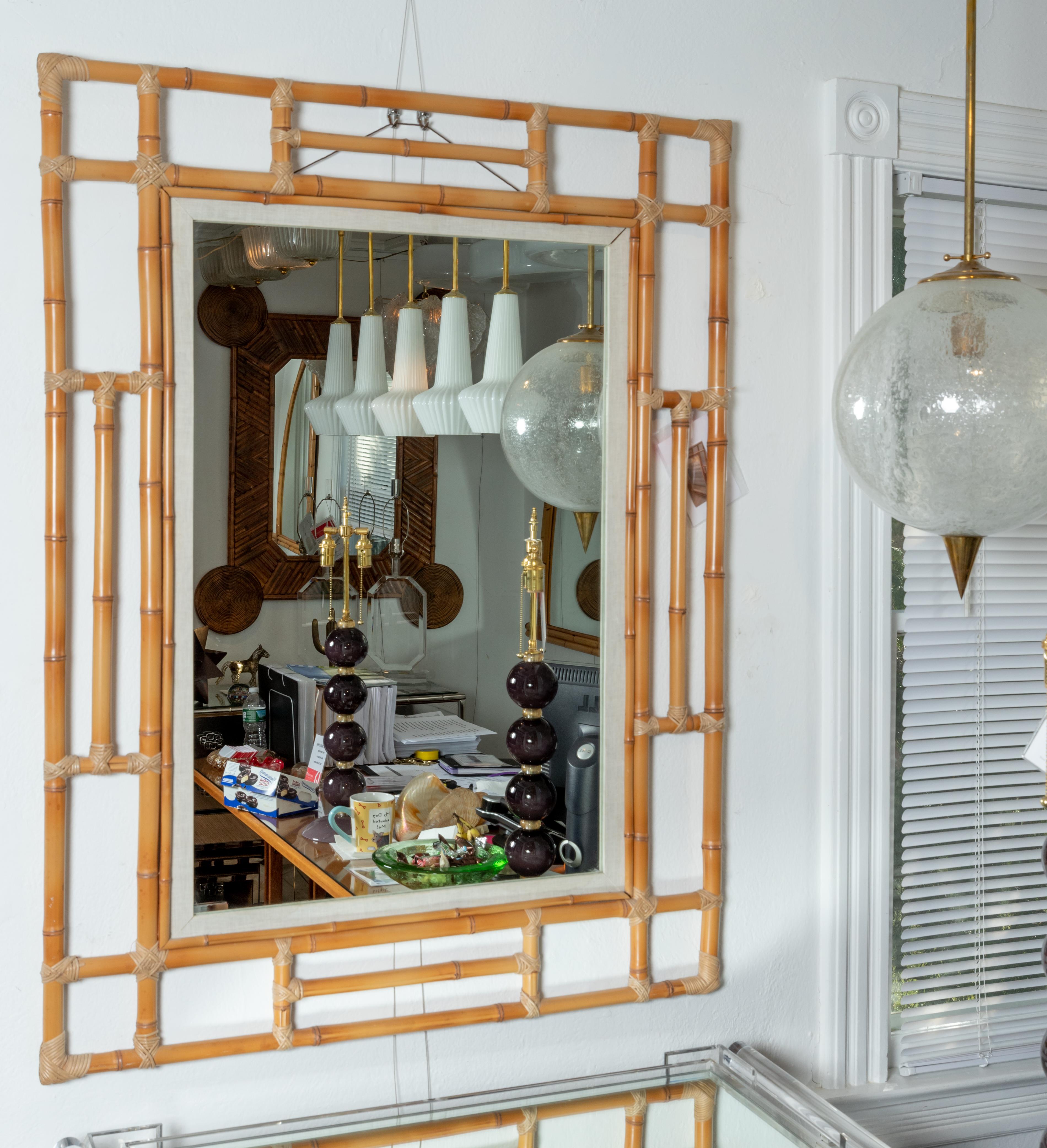 Large bamboo surround mirror.