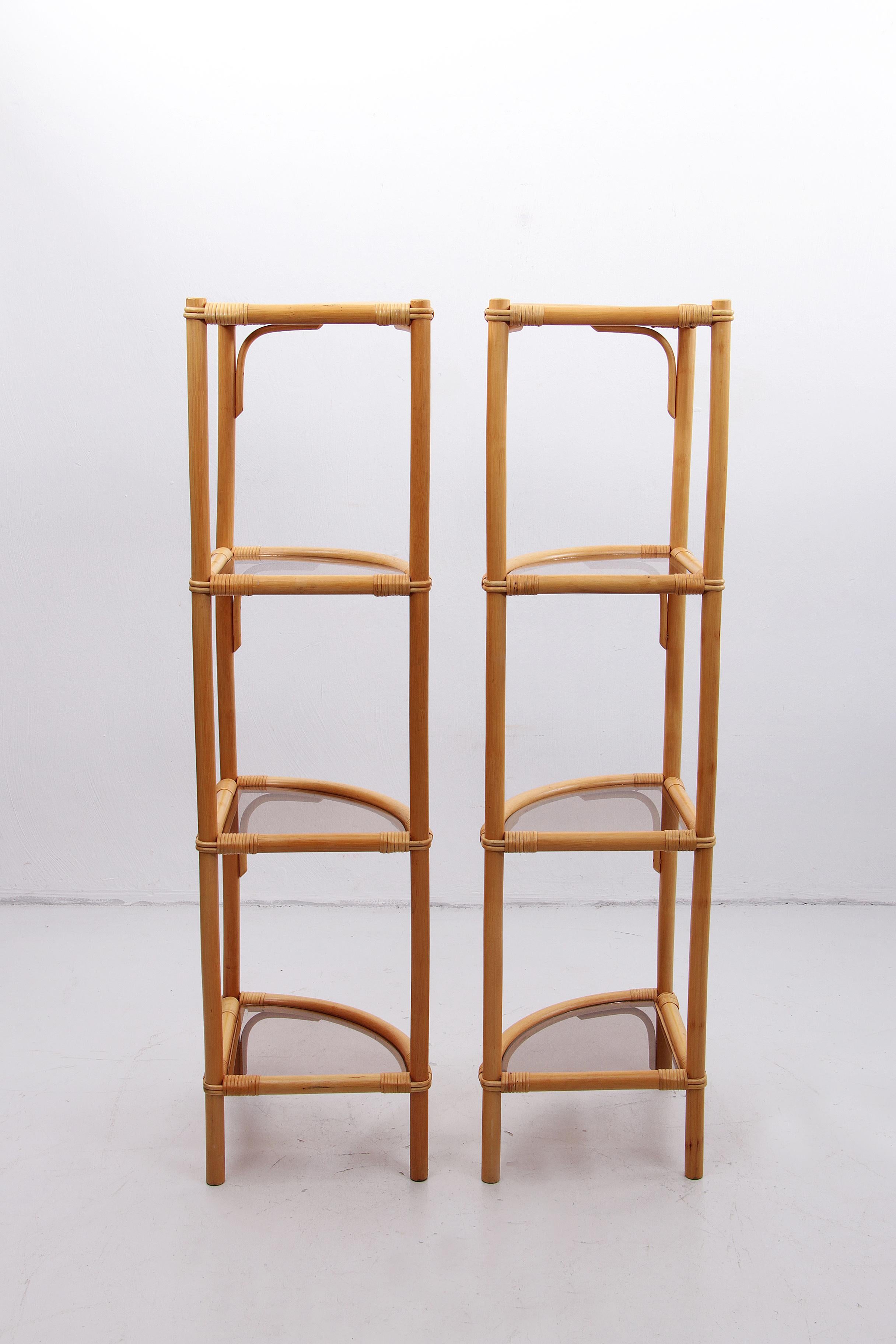 Large Bamboo Wall Unit with Bamboo Arches and Dark Glass, Denmark 12