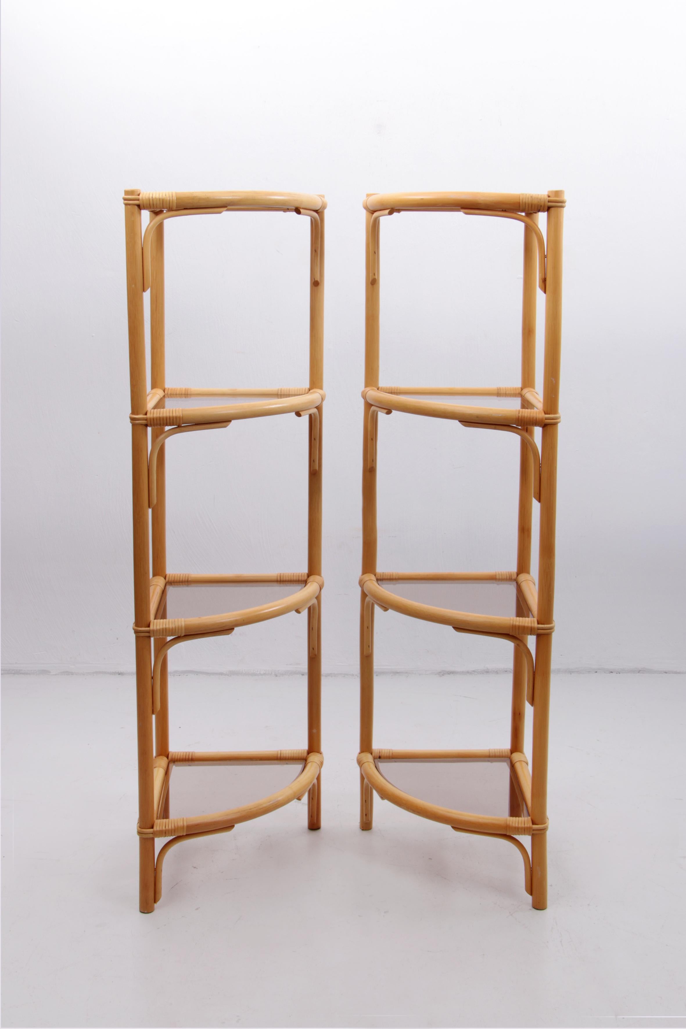 Large Bamboo Wall Unit with Bamboo Arches and Dark Glass, Denmark 13