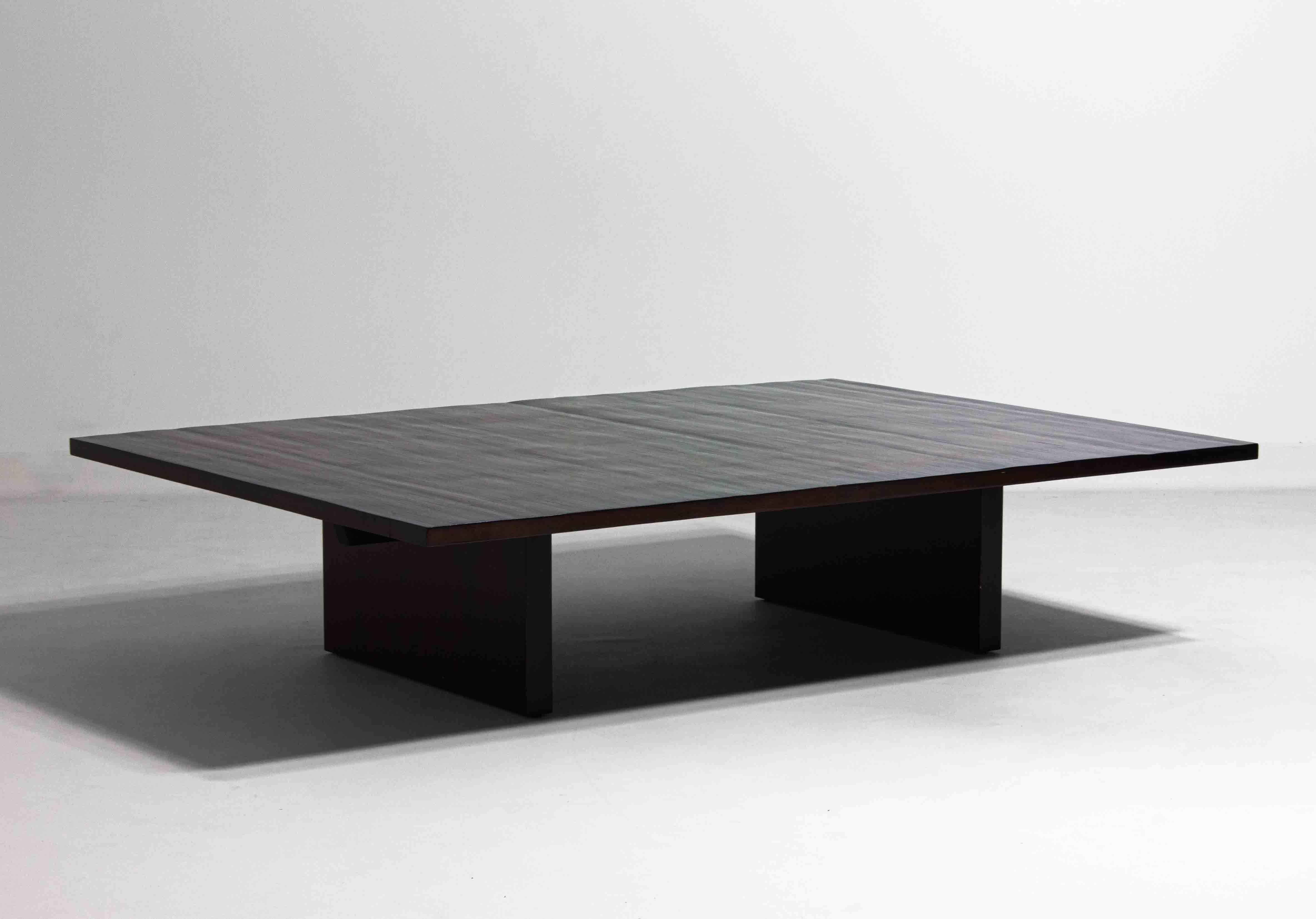 Large bamboo & wengé coffee table by Axel Vervoordt, 1980s 4