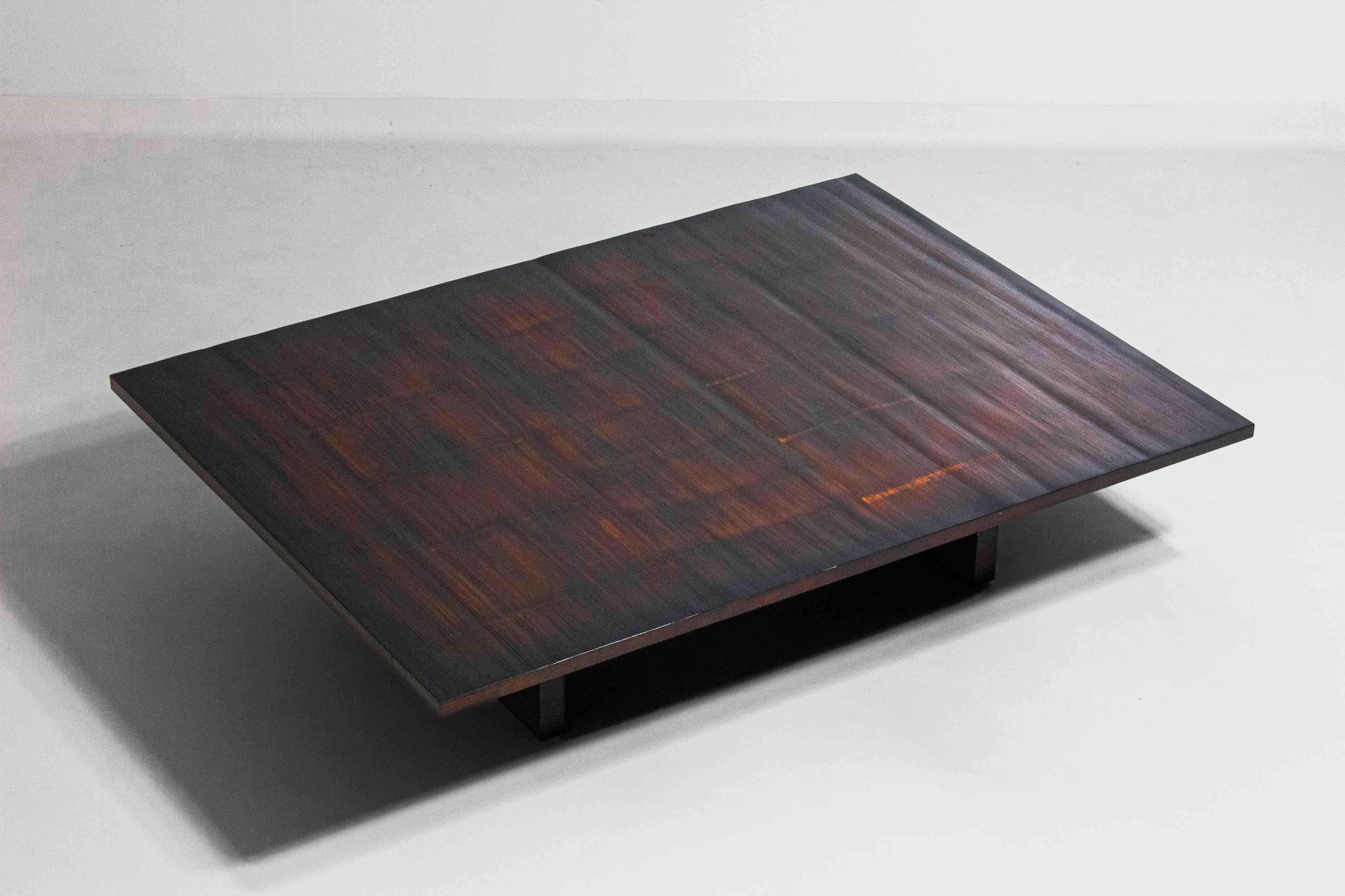 Large bamboo & wengé coffee table by Axel Vervoordt, 1980s 5
