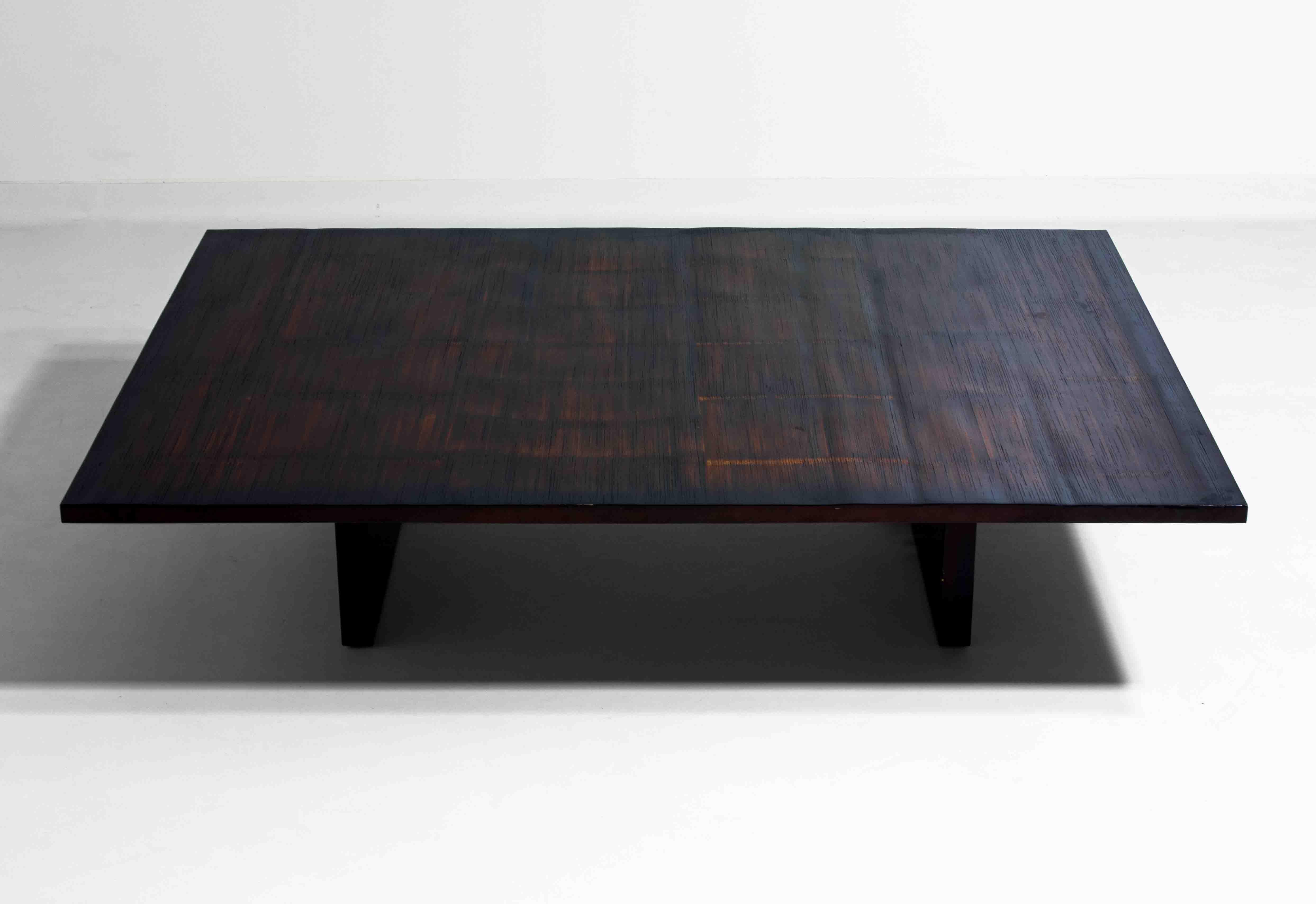 Mid-Century Modern Large bamboo & wengé coffee table by Axel Vervoordt, 1980s