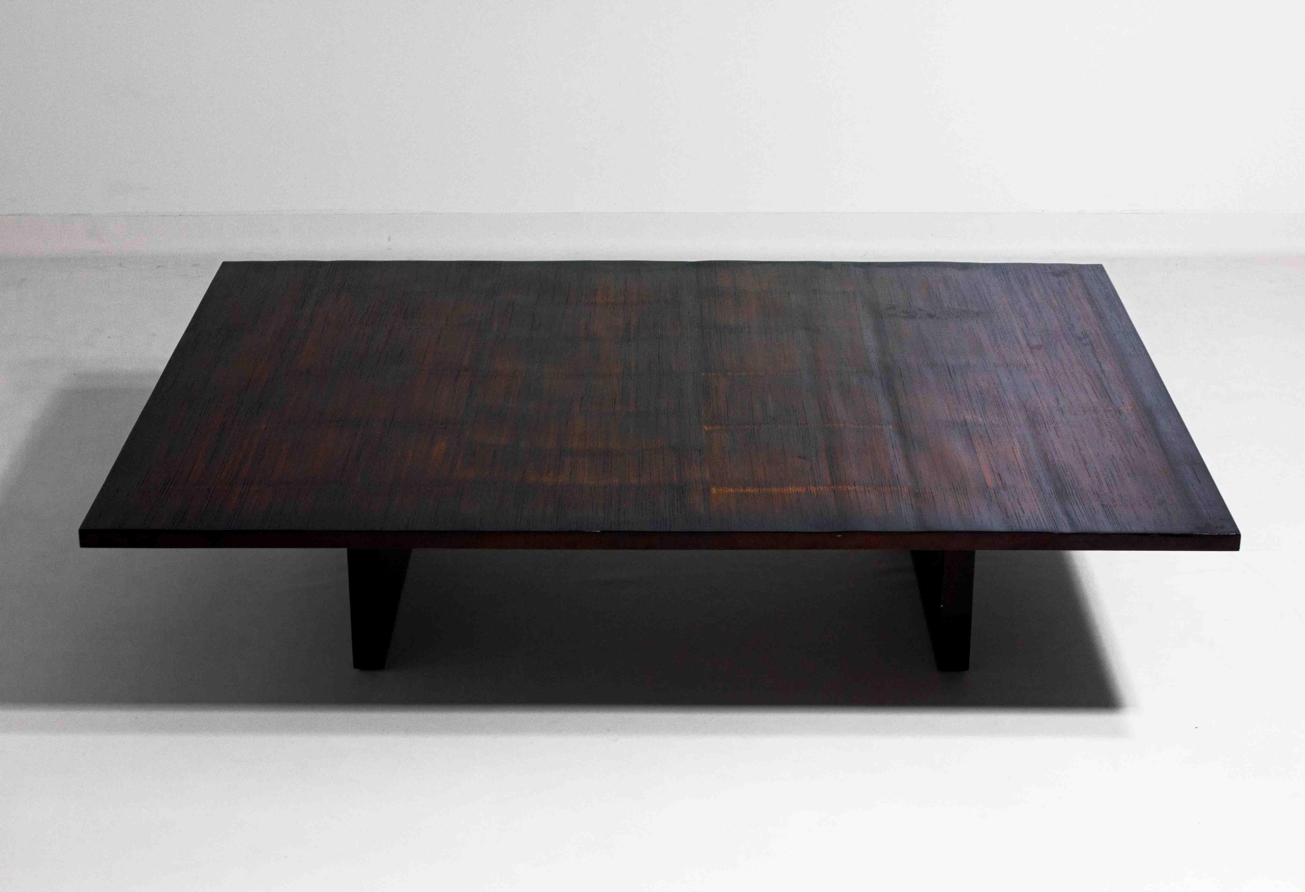 Large bamboo & wengé coffee table by Axel Vervoordt, 1980s In Good Condition In Antwerpen, VAN
