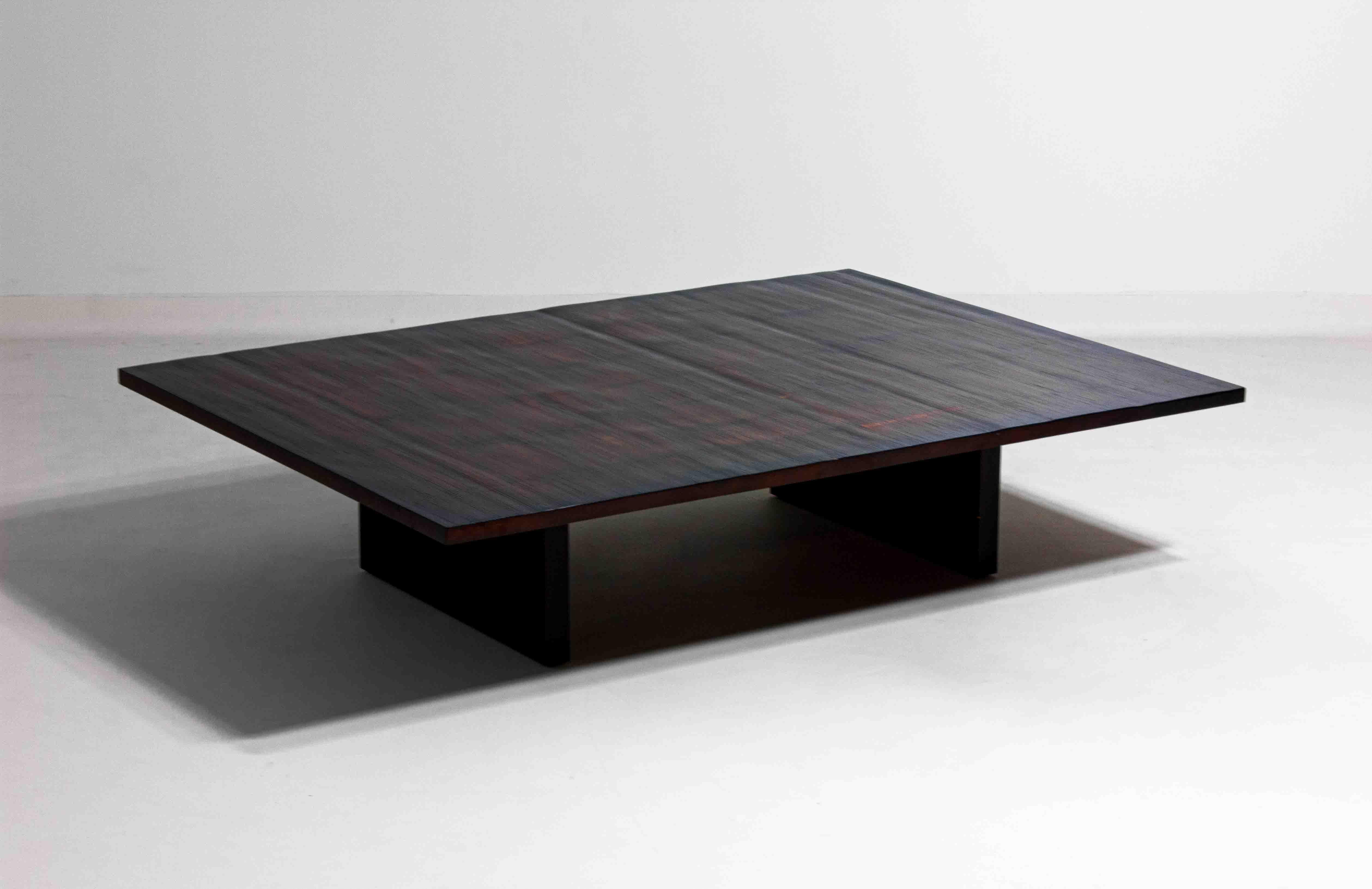 Large bamboo & wengé coffee table by Axel Vervoordt, 1980s 3