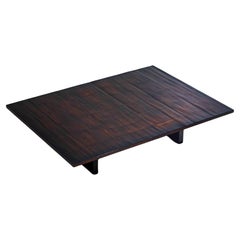 Large bamboo & wengé coffee table by Axel Vervoordt, 1980s