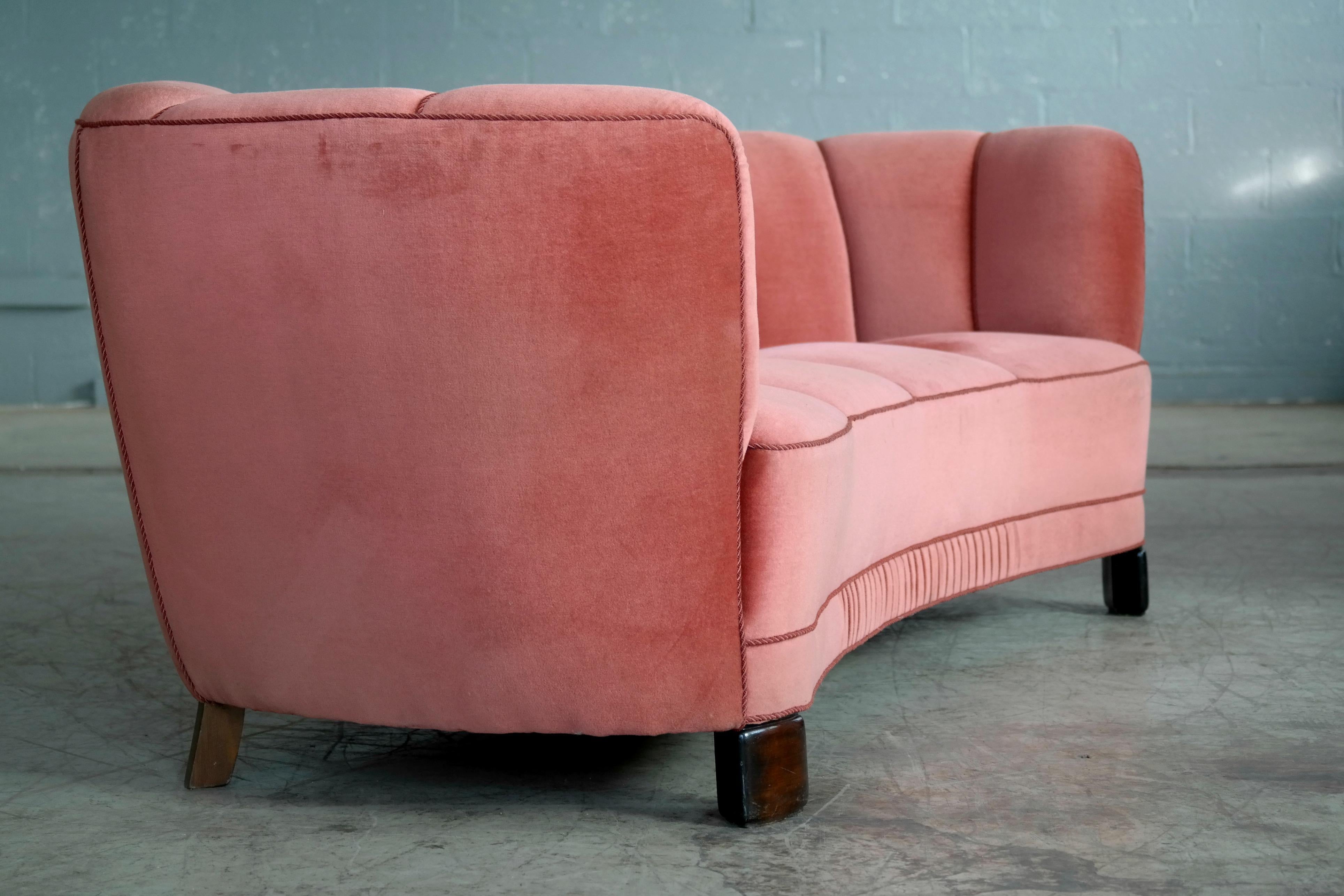 pink curved couch