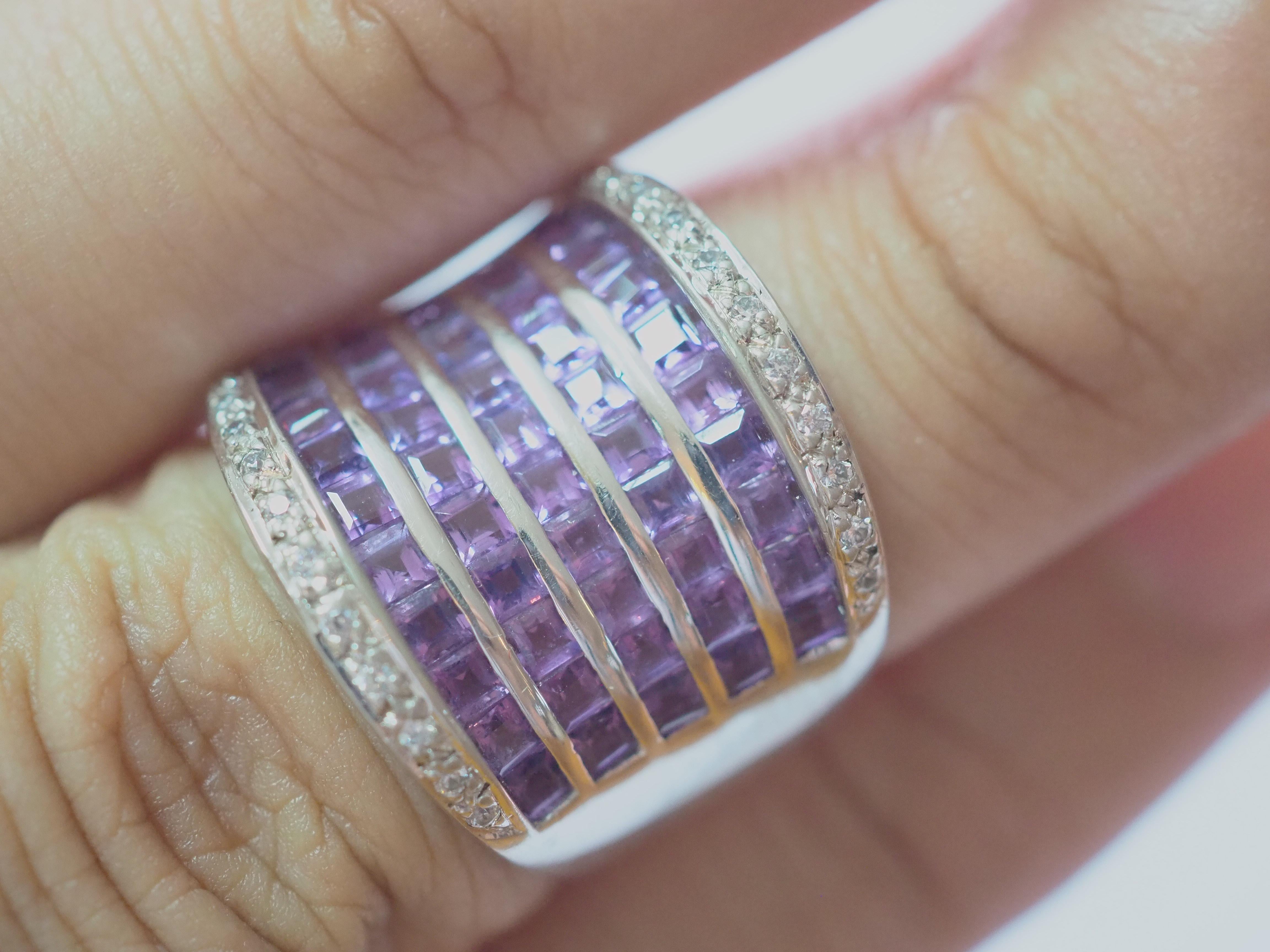 Großer Ring aus Sterlingsilber mit 3,20 Karat Amethyst und CZ Statement für Damen oder Herren