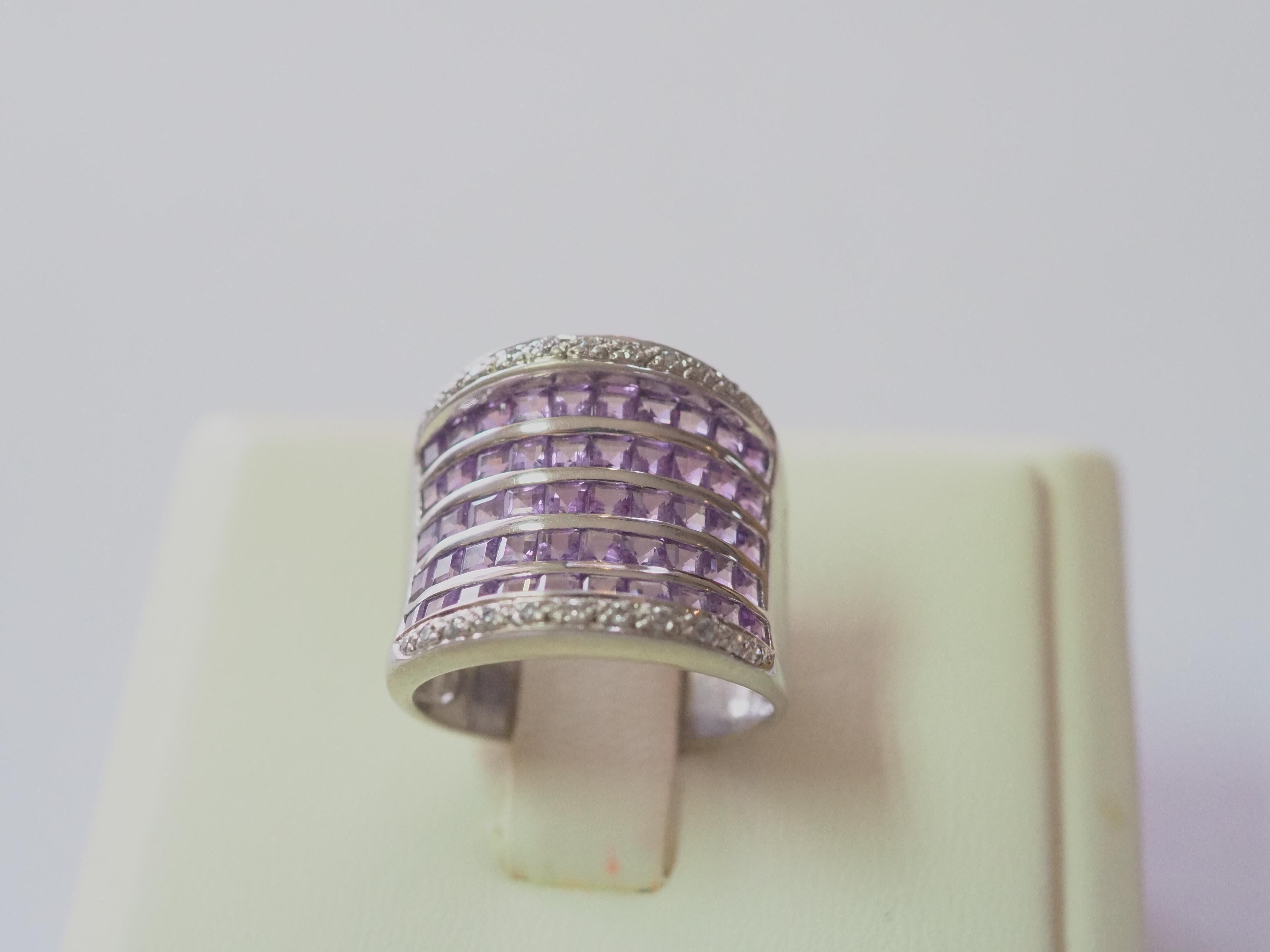 Großer Ring aus Sterlingsilber mit 3,20 Karat Amethyst und CZ Statement 2