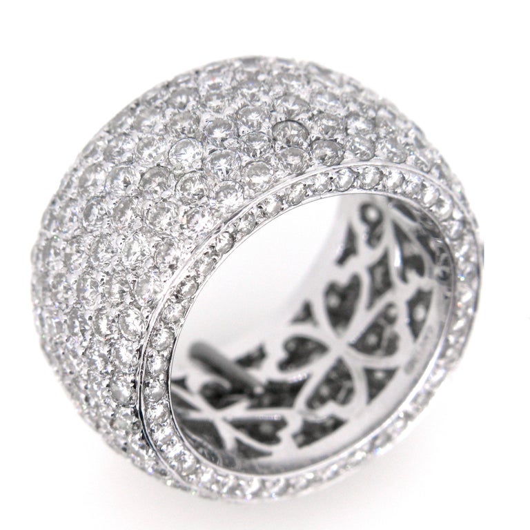 Large Band Pave Diamonds White Gold Design Fashion Ring For Sale at