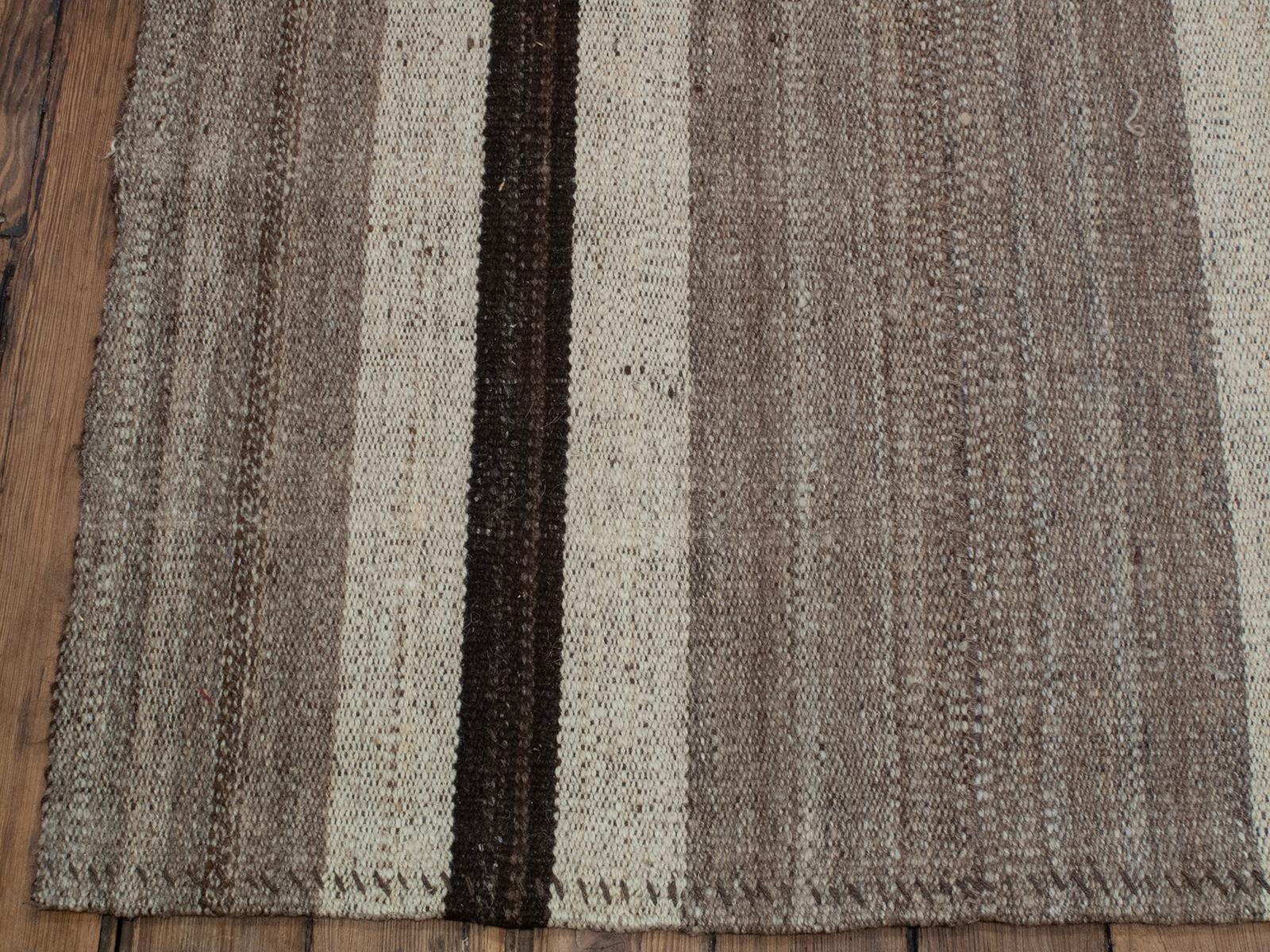 20th Century Large Banded Wool Kilim (DK-124-55) For Sale