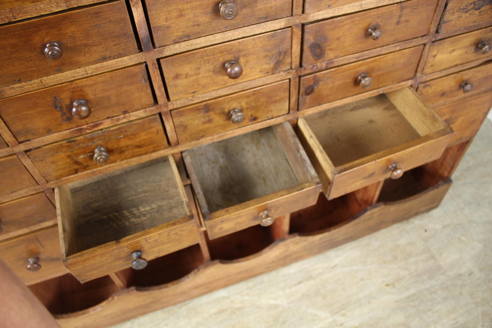 Large Bank of Antique Drawers in Pine For Sale 2