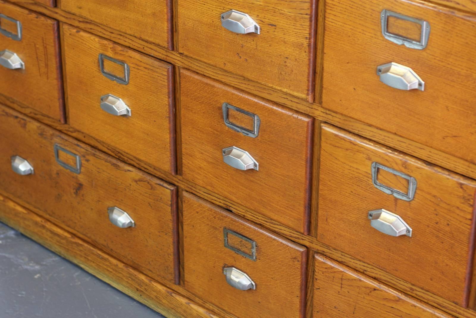 Large Bank of French Art Deco Filing Drawers, circa 1930s 5