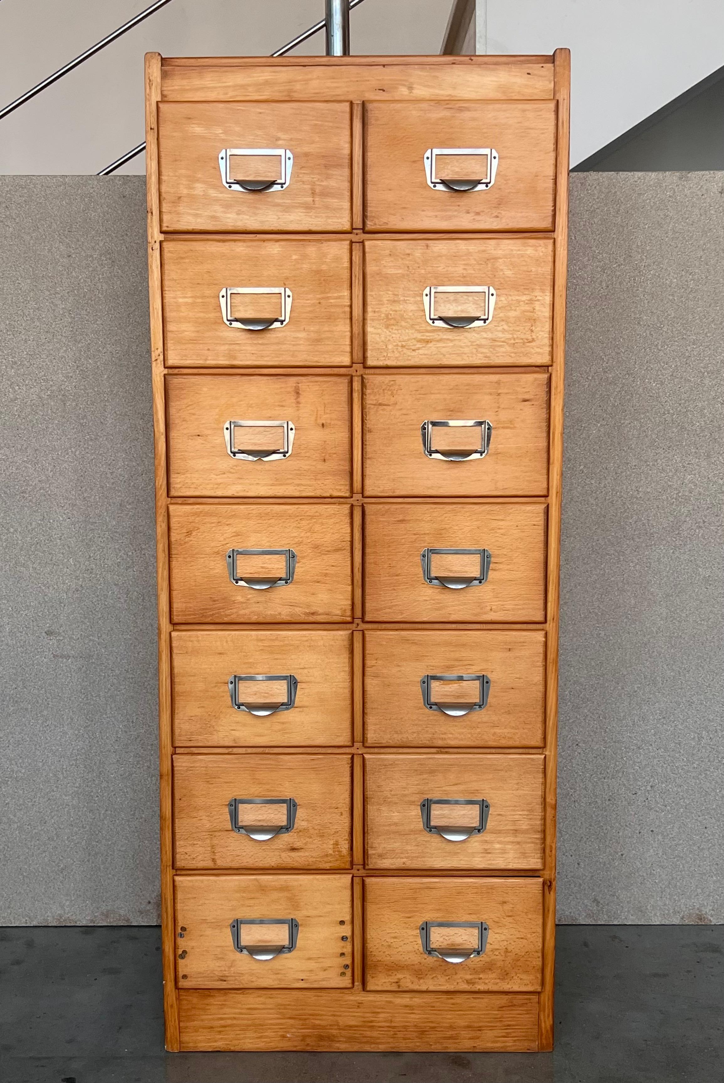 Large Bank of French Art Deco Filing Drawers, circa 1930s For Sale 7