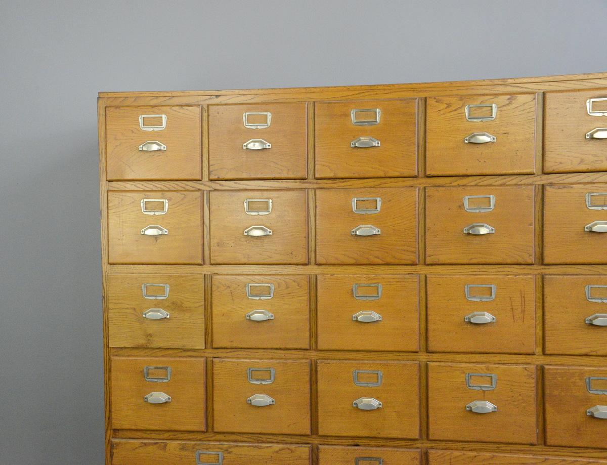 Industrial Large Bank of French Art Deco Filing Drawers, circa 1930s For Sale