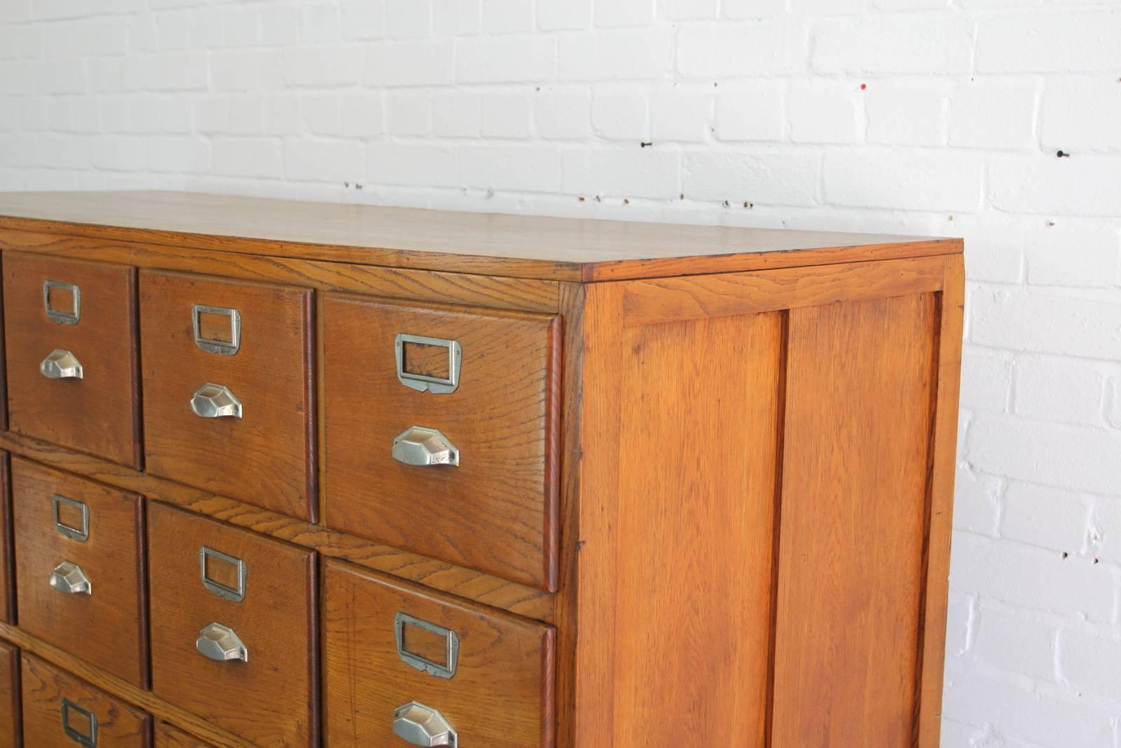 Large Bank of French Art Deco Filing Drawers, circa 1930s 1